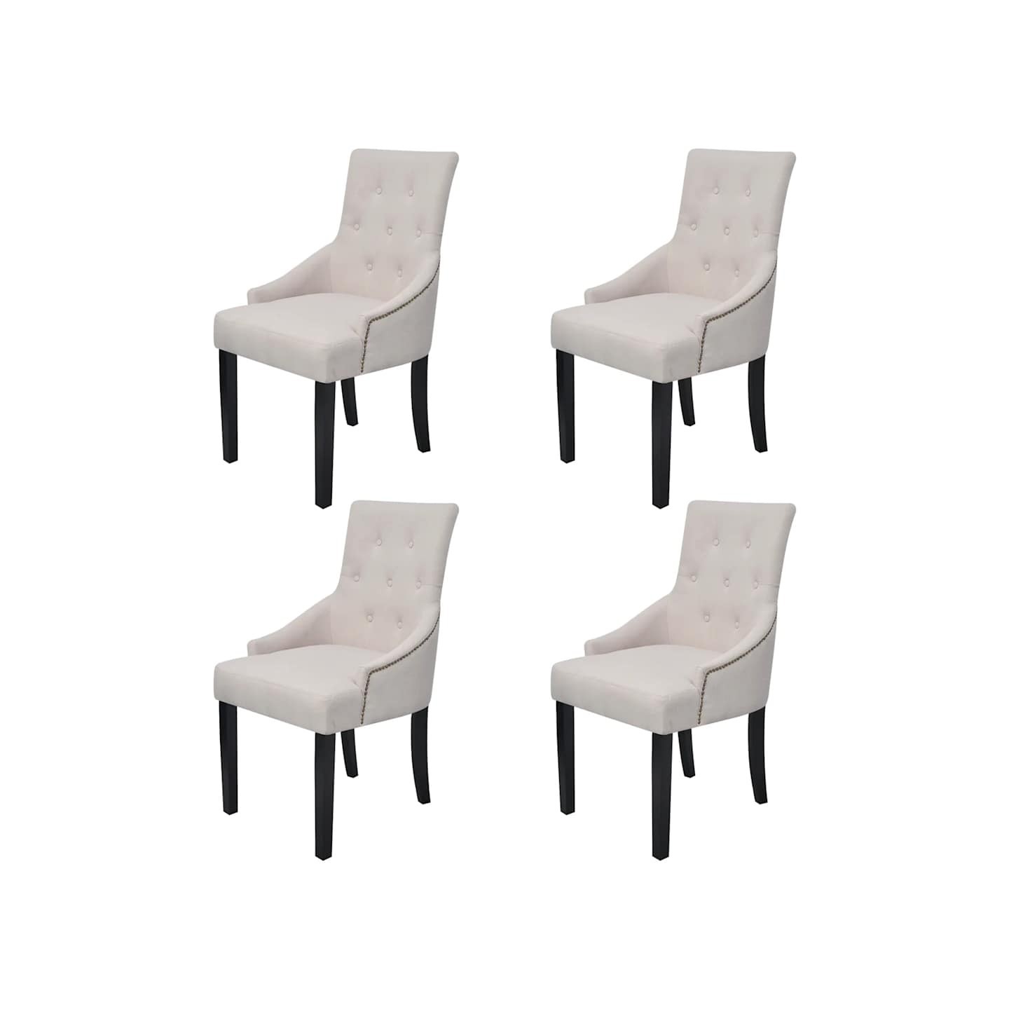 Chaises à manger lot de 4 gris crème tissu