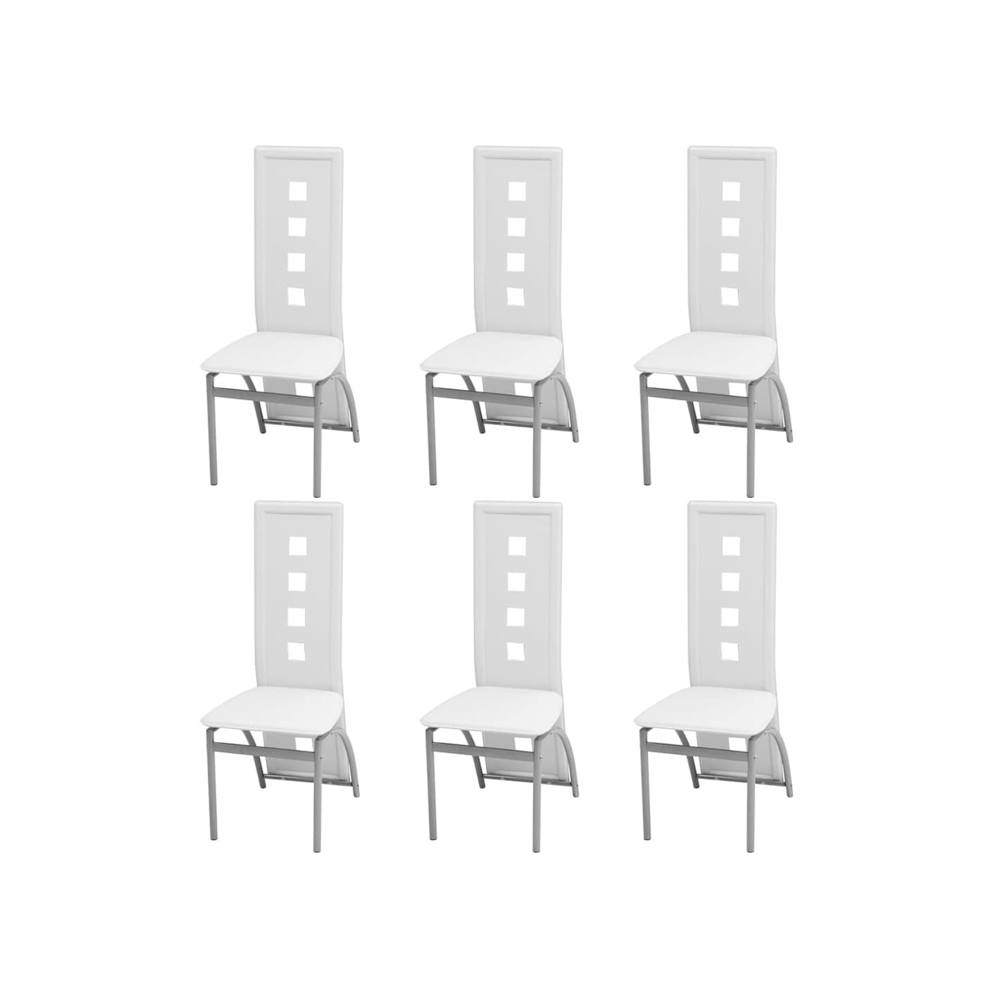 Chaises à manger lot de 6 blanc similicuir