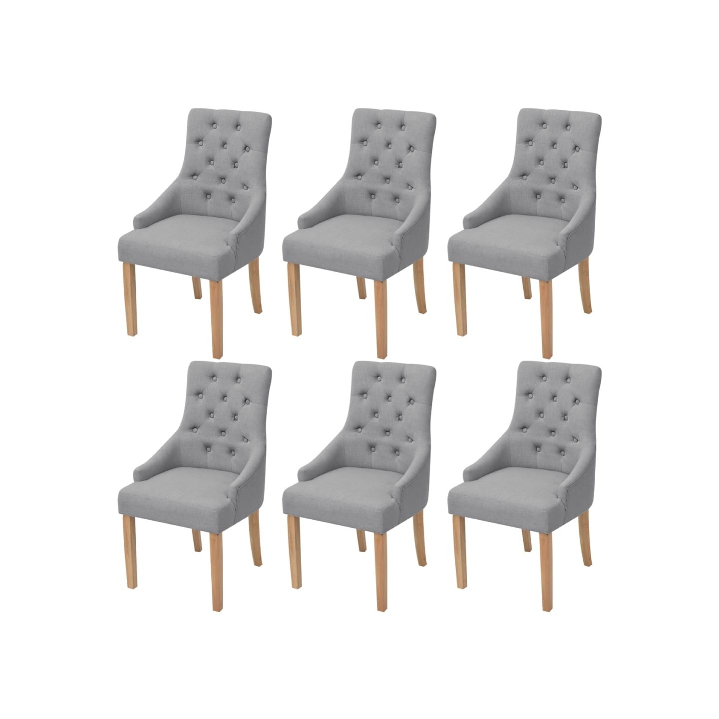Chaises à manger lot de 6 gris clair tissu