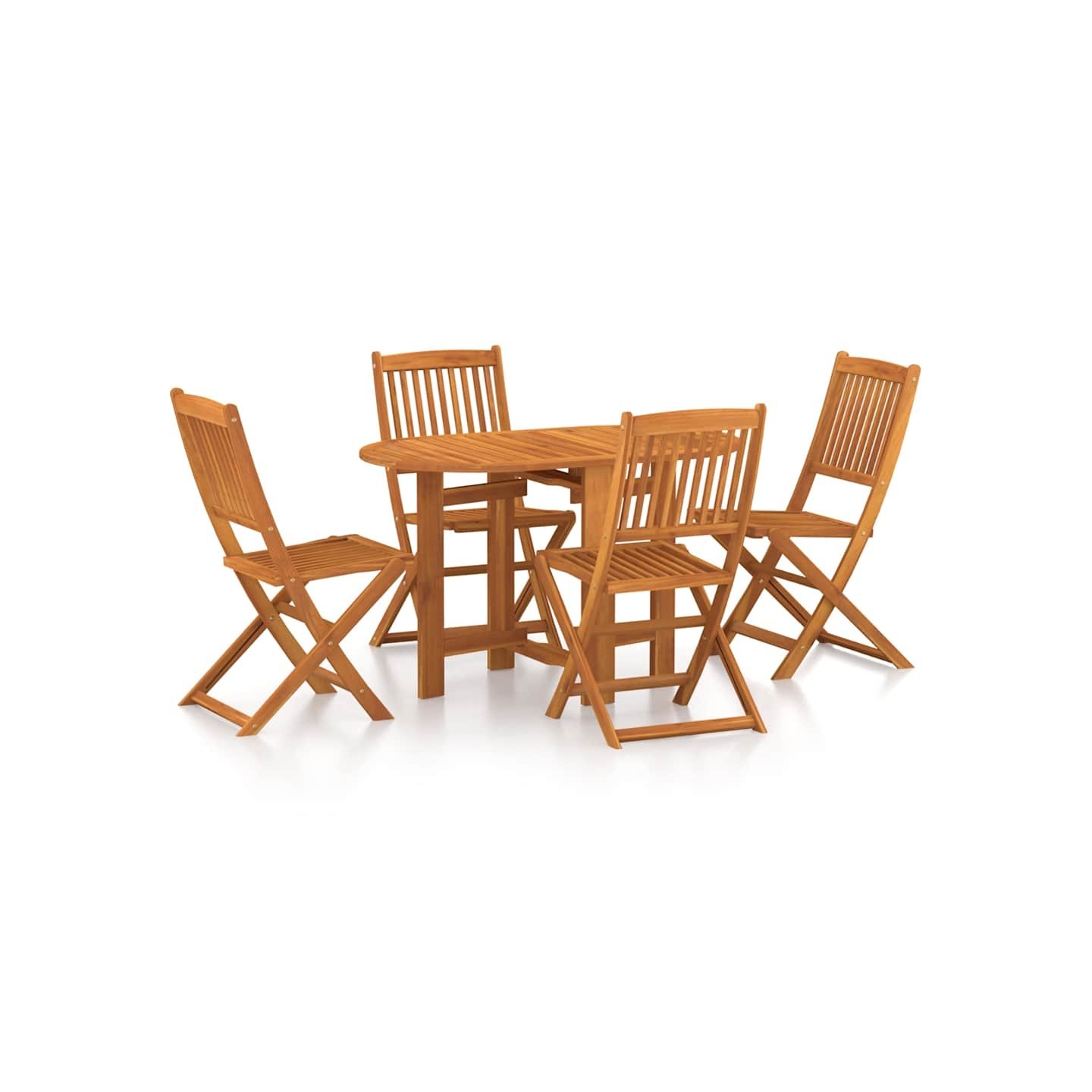 Ensemble de salle à manger de jardin 5 pcs en bois d'acacia massif