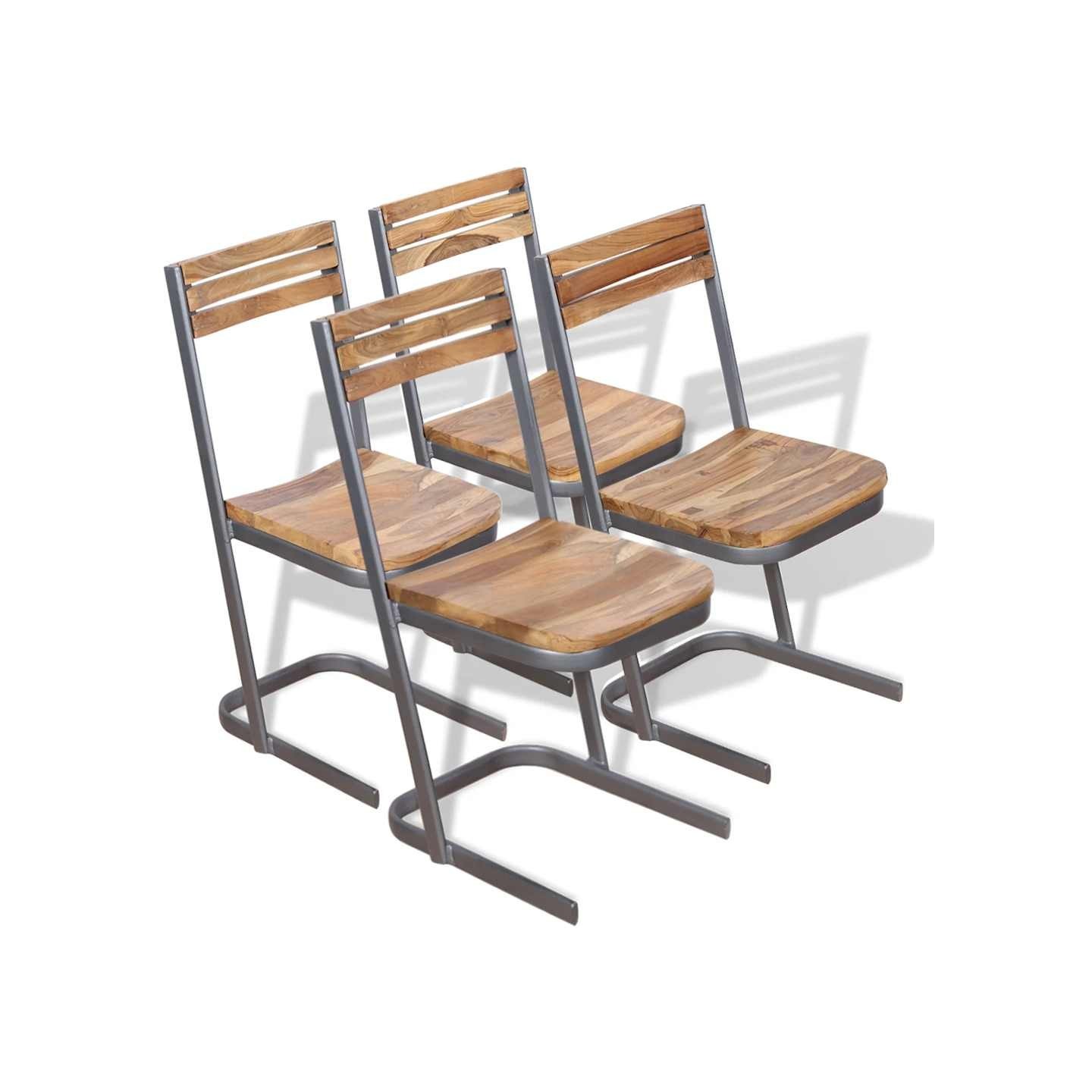 Chaises à manger lot de 4 bois de teck massif