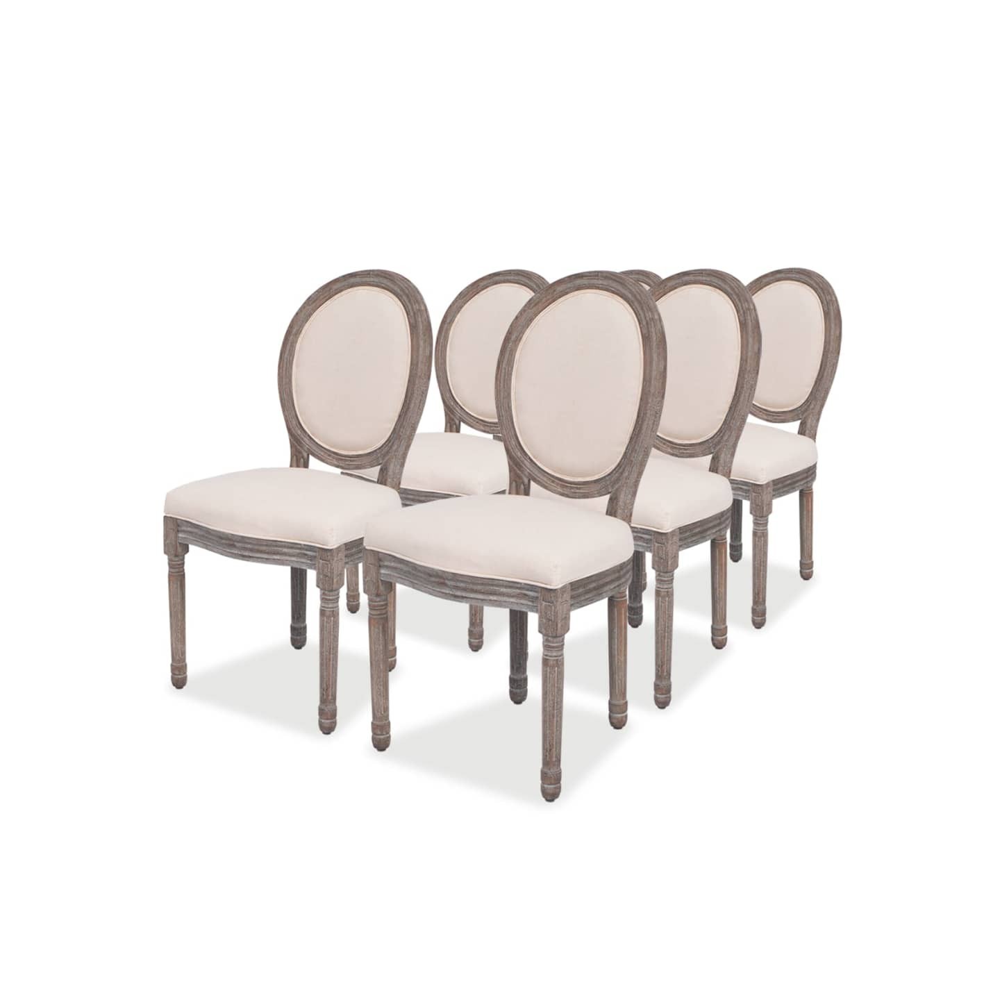 Chaises à manger lot de 6 crème tissu