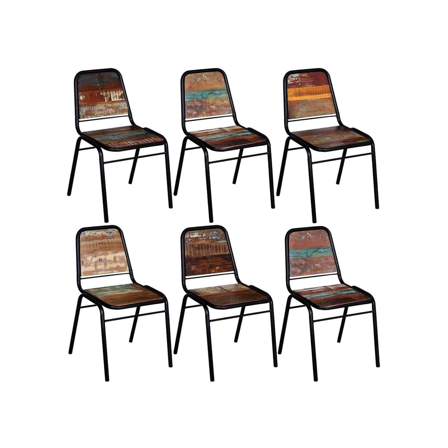 Chaises à manger lot de 6 bois de récupération solide