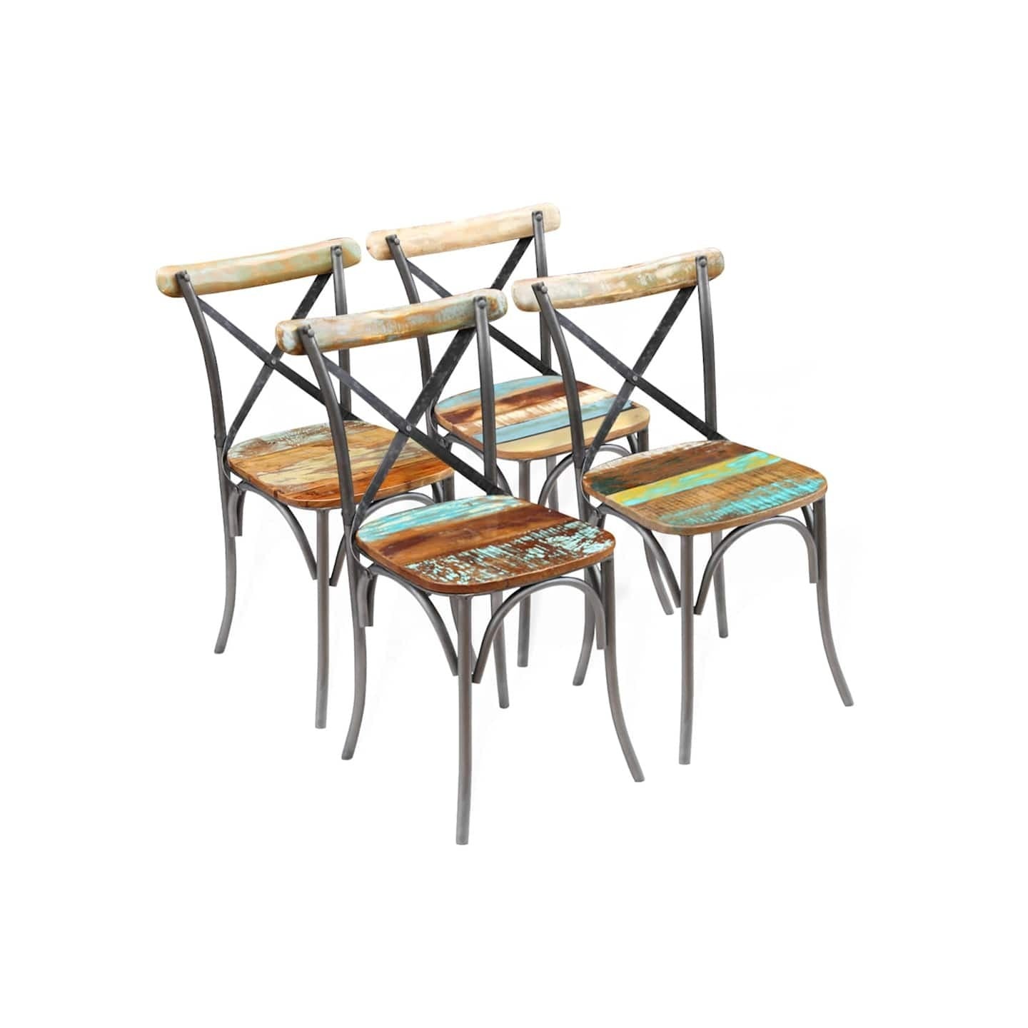 Chaises à manger lot de 4 bois de récupération solide