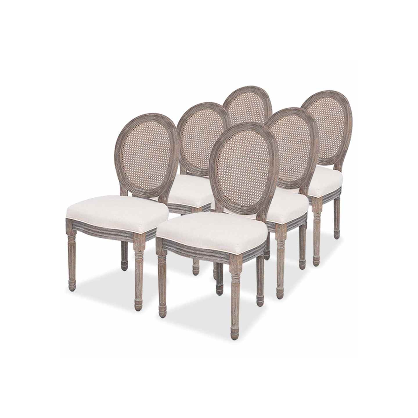 Chaises à manger lot de 6 crème tissu