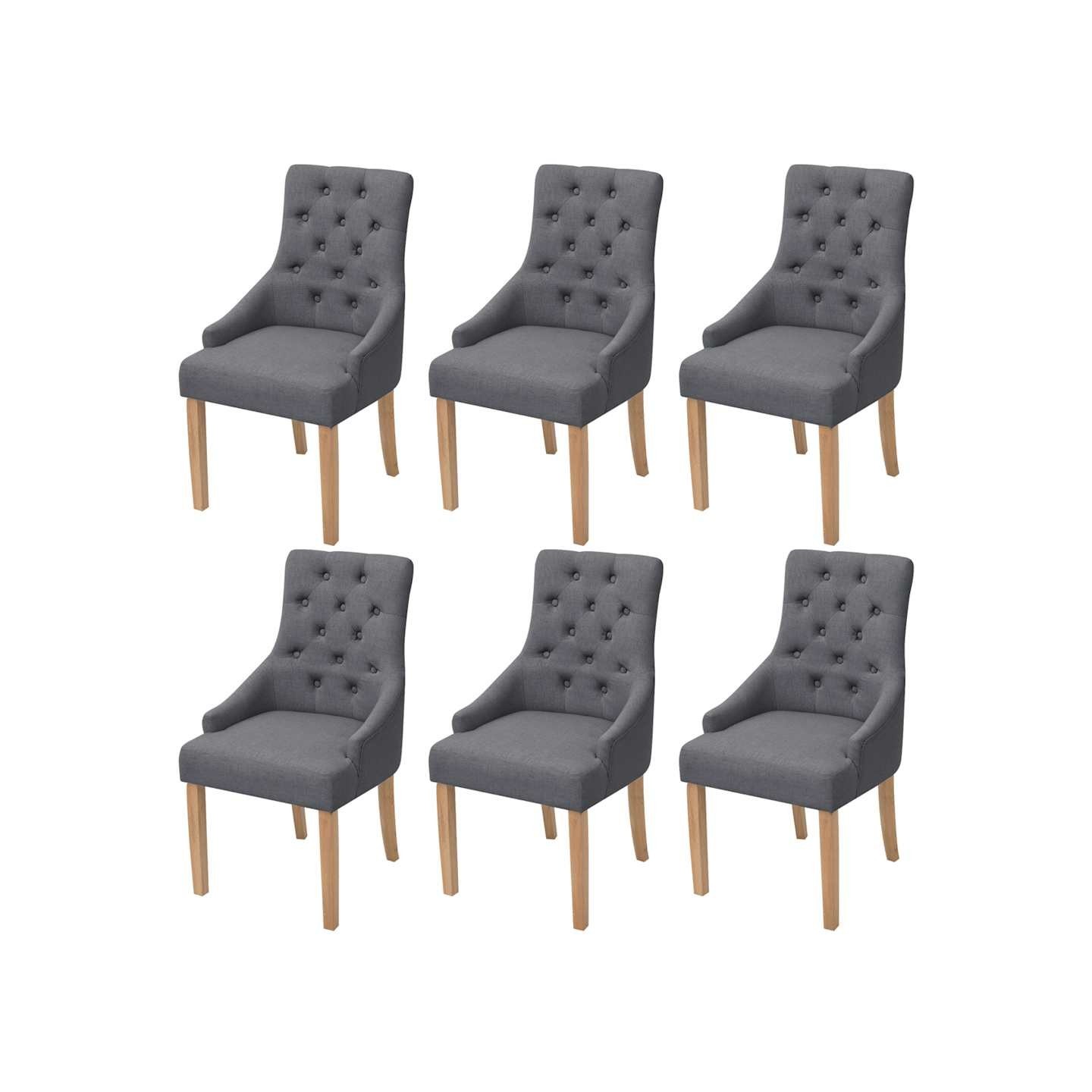 Chaises à manger lot de 6 gris foncé tissu