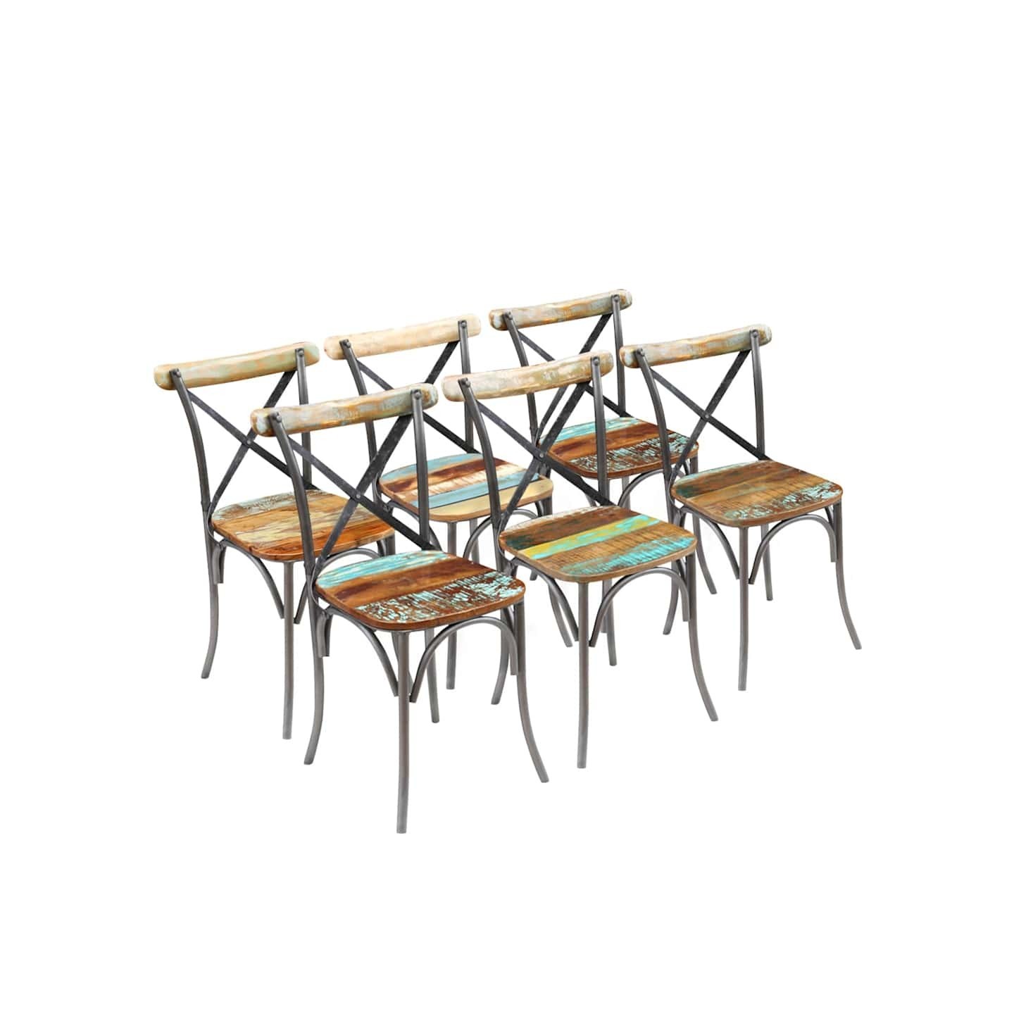 Chaises à manger lot de 6 bois de récupération massif