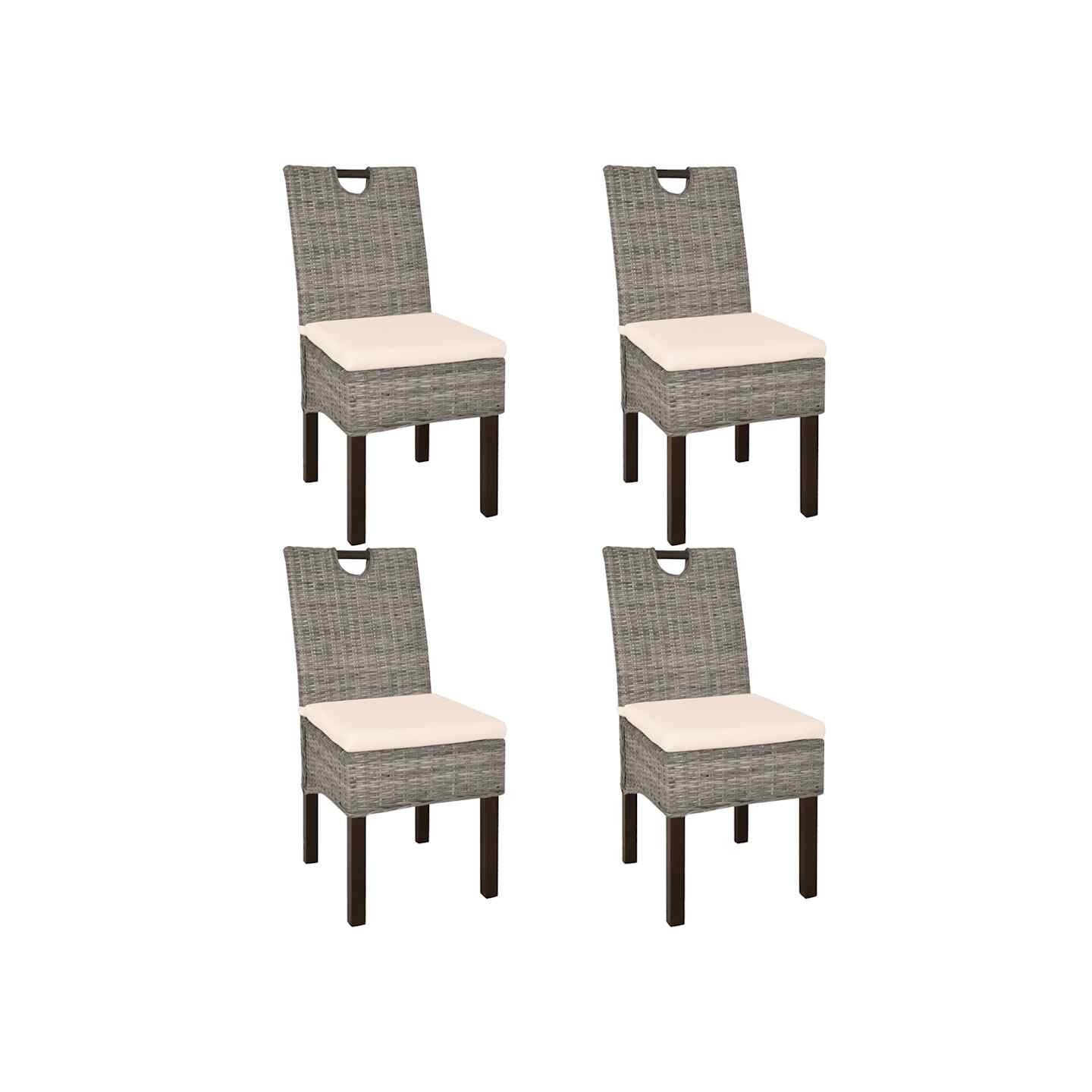 Chaises à manger lot de 4 rotin Kubu bois de manguier