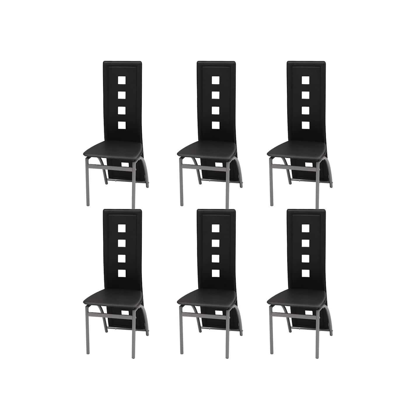 Chaises à manger lot de 6 noir similicuir