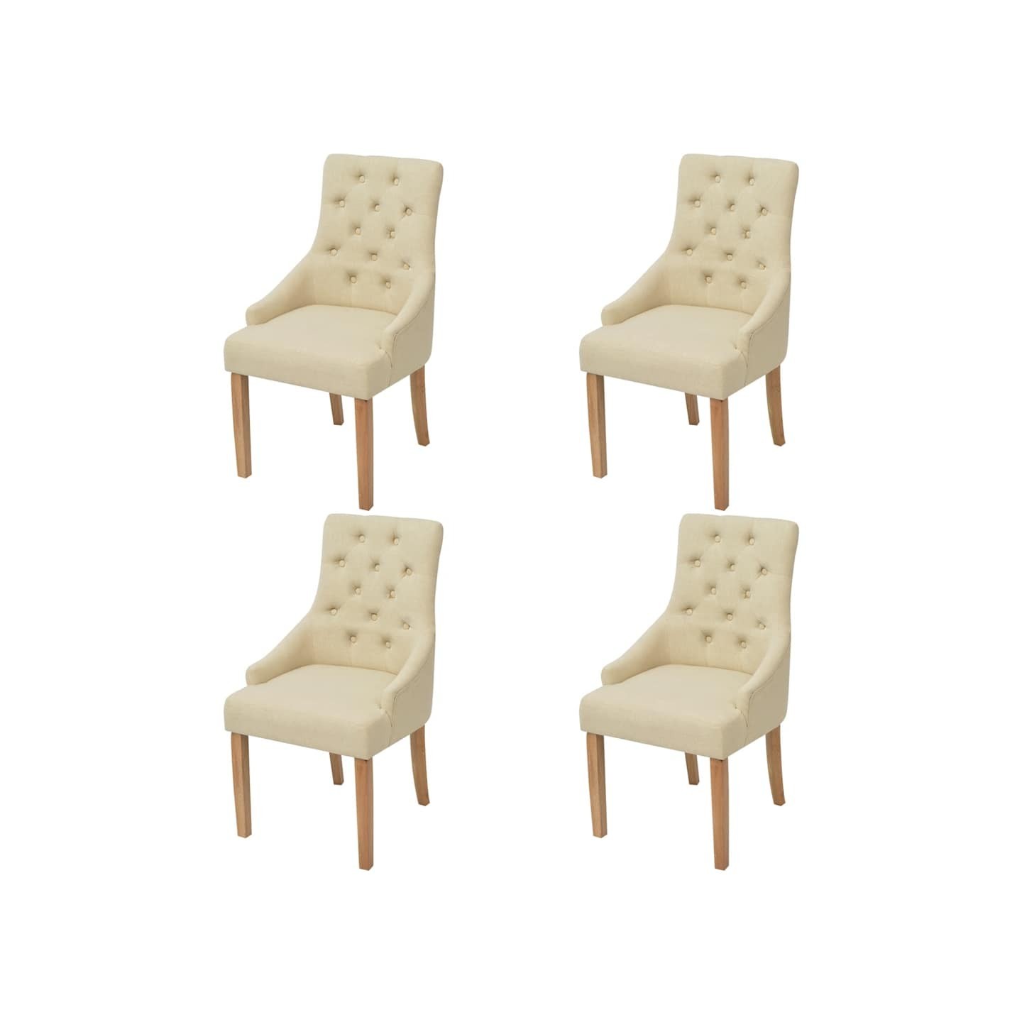 Chaises à manger lot de 4 crème tissu