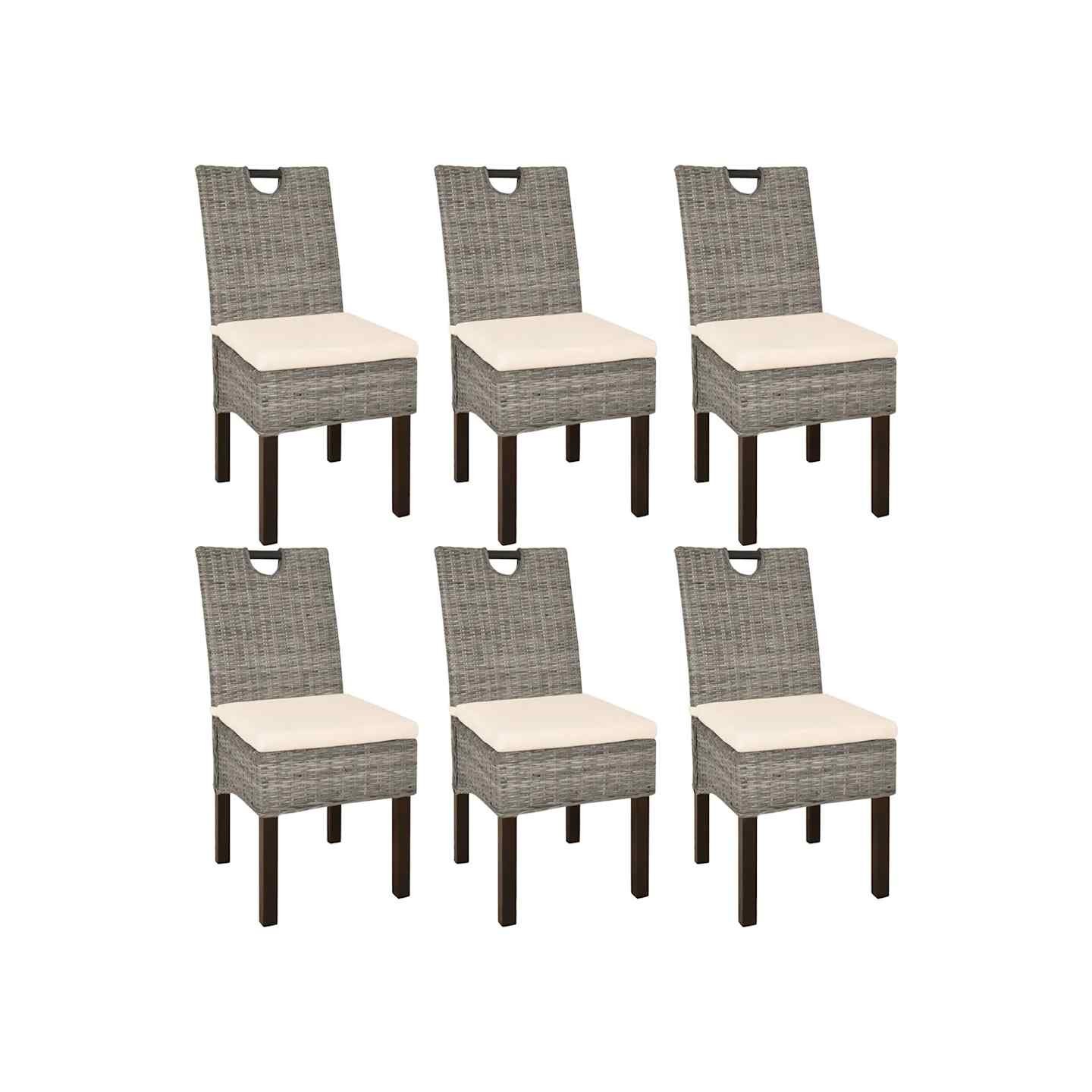 Chaises à manger lot de 6 rotin Kubu bois de manguier