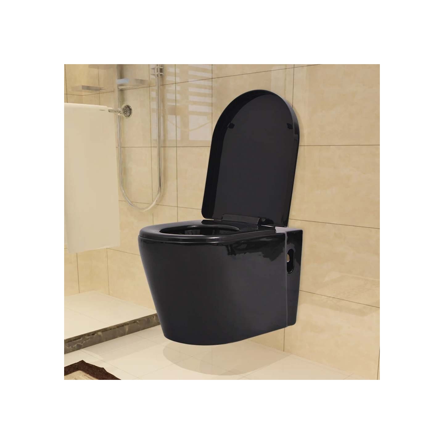 Toilette suspendue au mur avec réservoir caché Céramique Noir