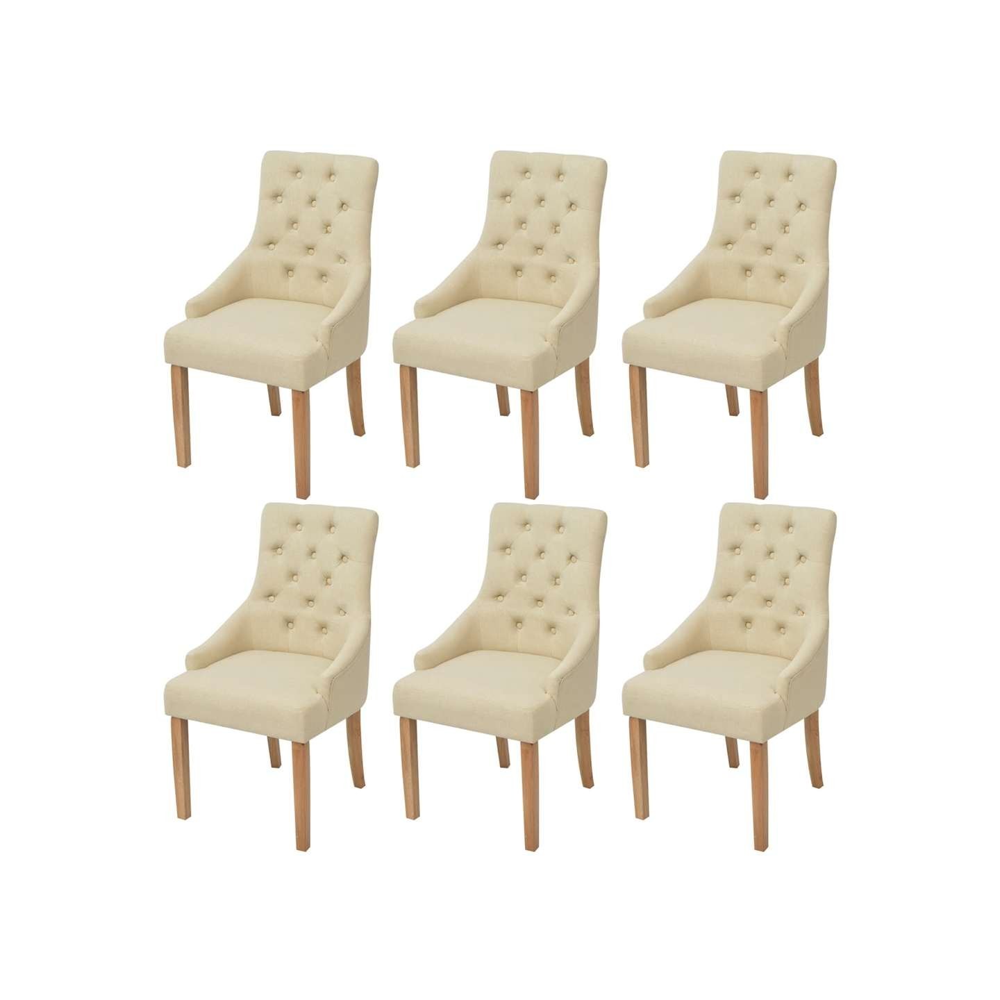 Chaises à manger lot de 6 crème tissu