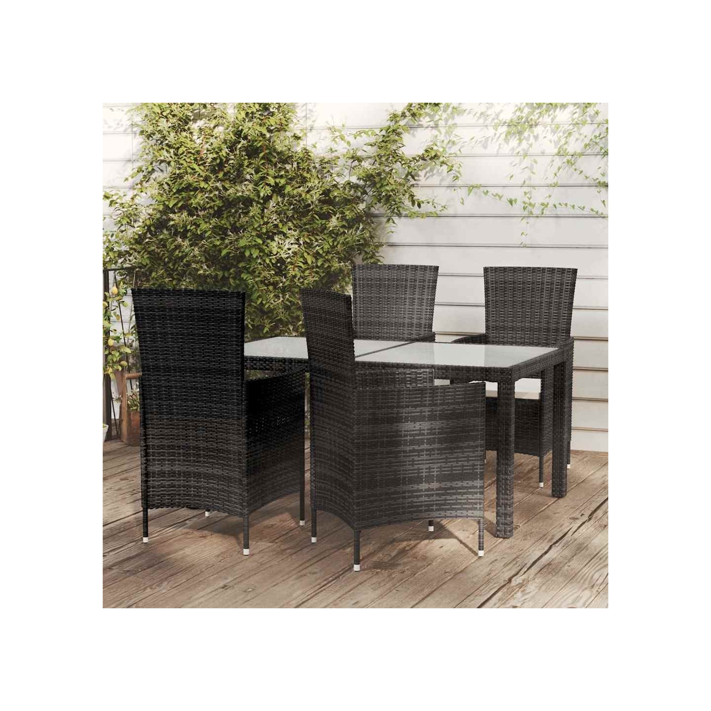 Ensemble à manger d'extérieur 5pcs avec coussins Résine tressée