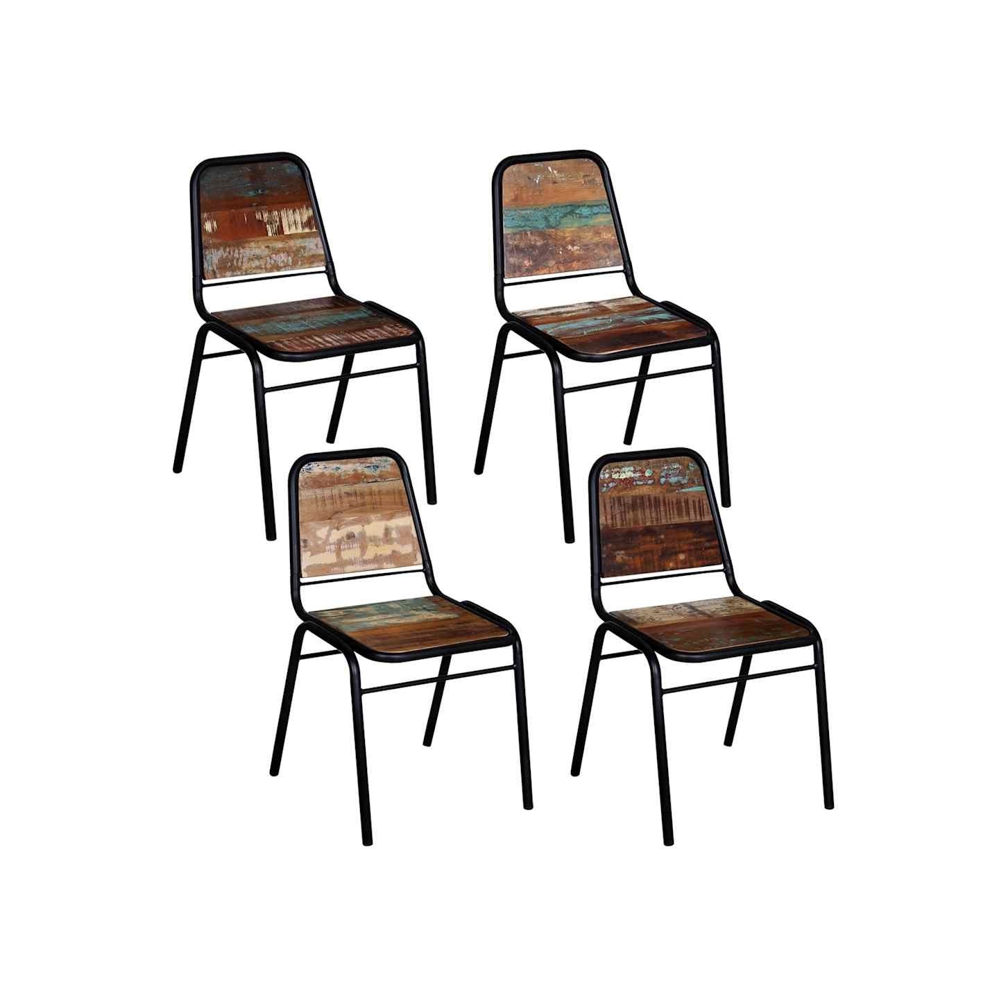 Chaises à manger lot de 4 bois de récupération solide