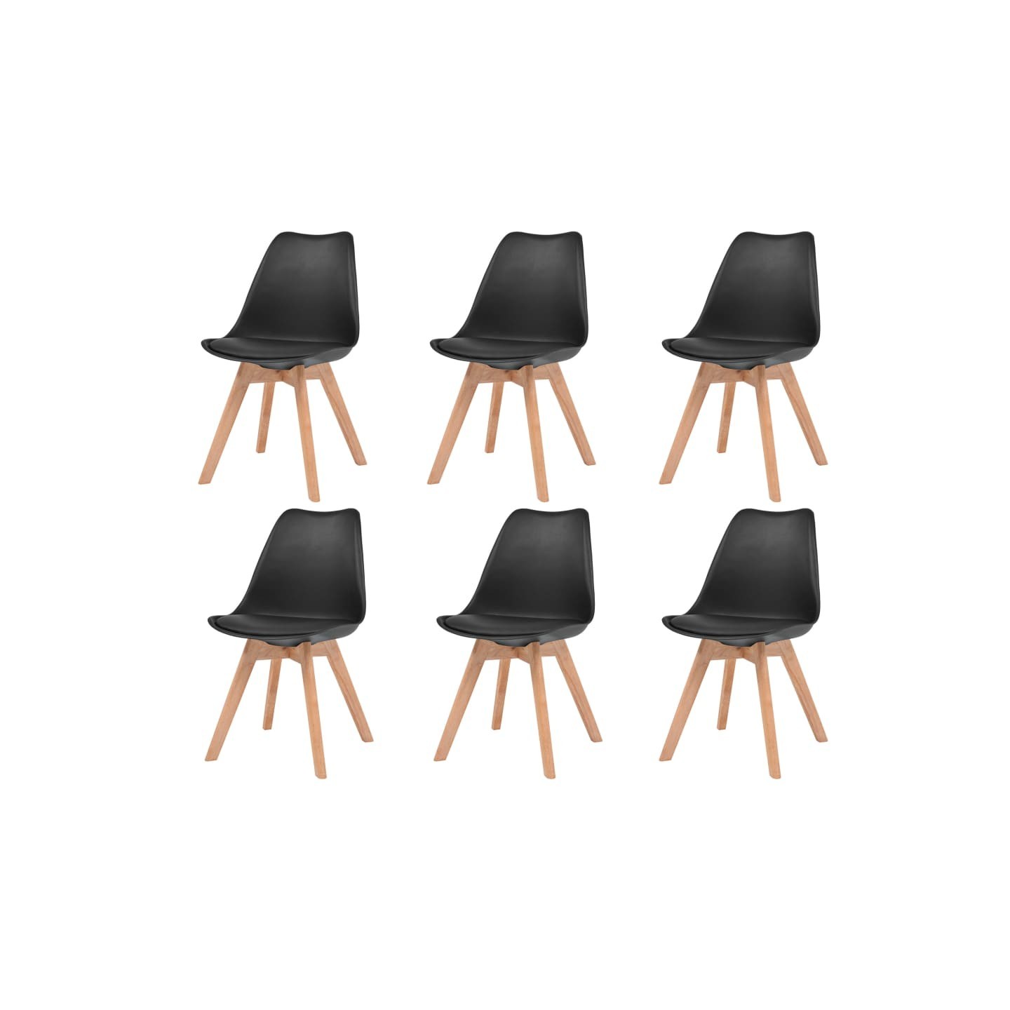 Chaises à manger lot de 6 Noir Plastique