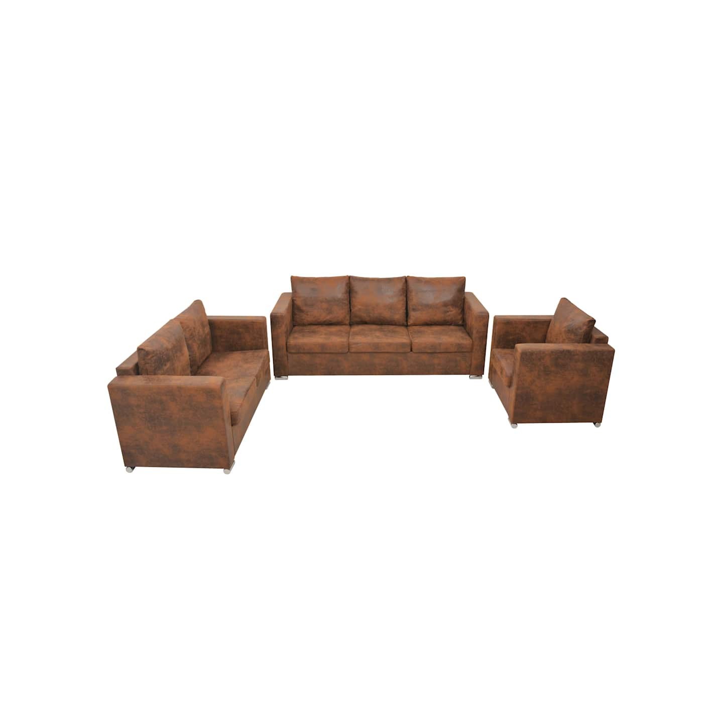 Ensemble de canapés 3 pcs cuir daim synthétique
