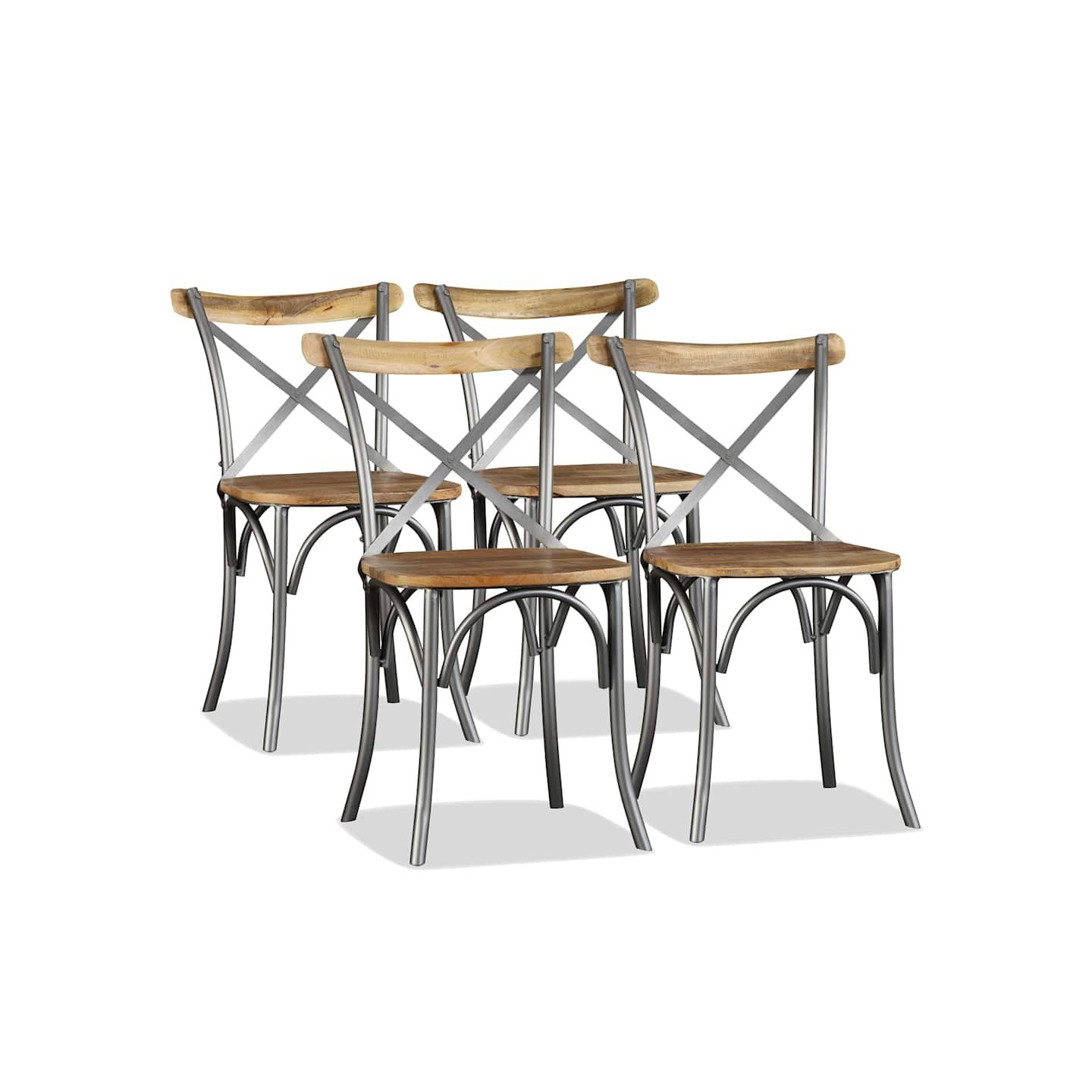 Chaises à manger lot de 4 bois de manguier massif et acier