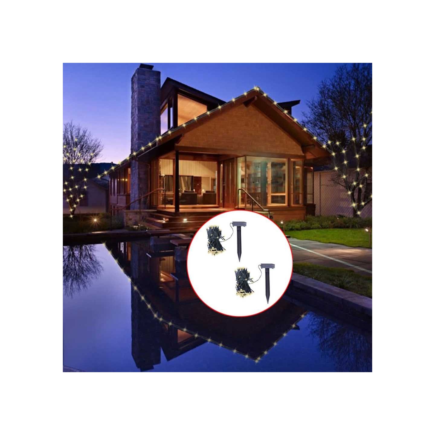 Guirlande lumineuse solaire LED 2 pcs Blanc chaud