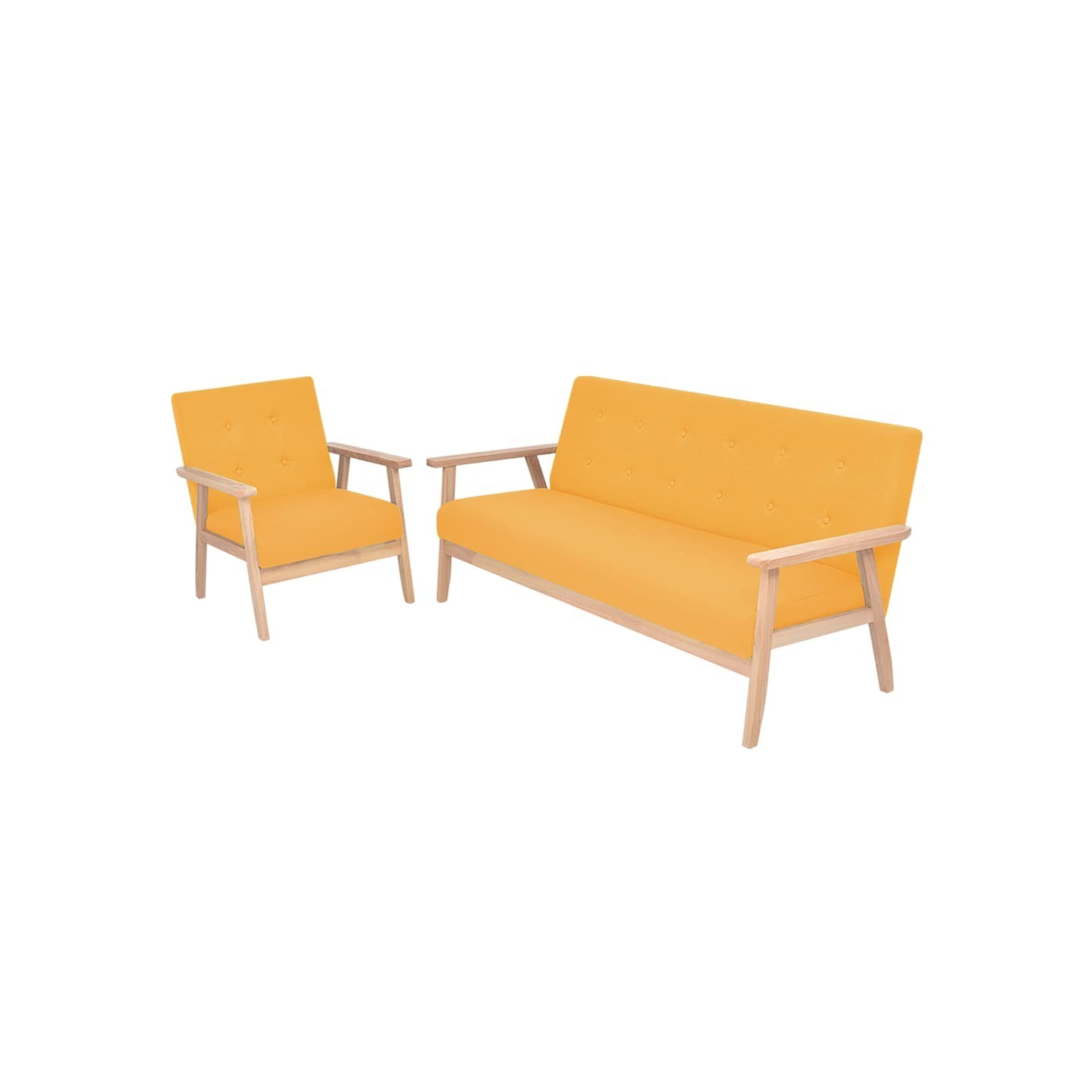 Ensemble de canapé 2 pcs Tissu jaune
