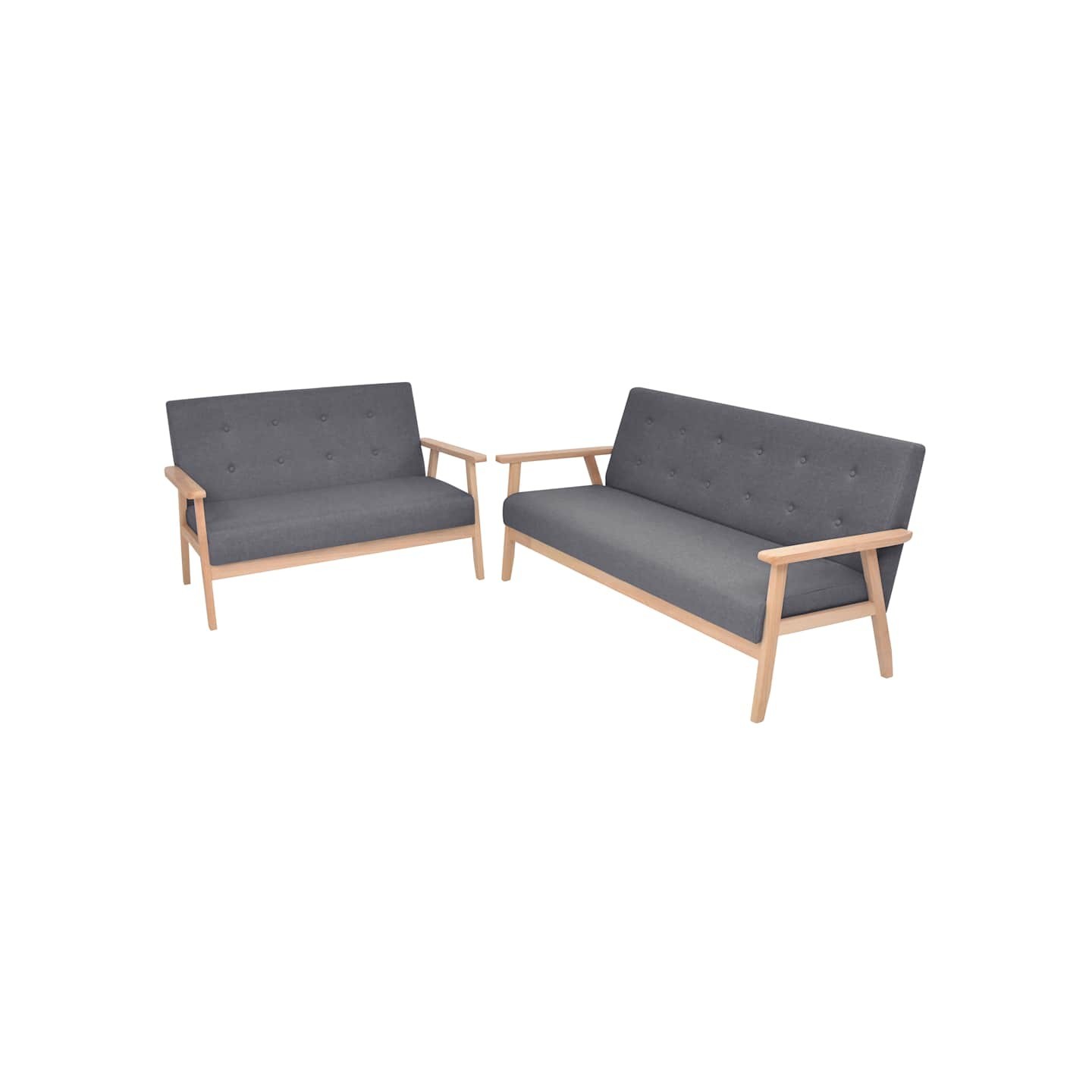 Ensemble de canapés 2 pcs Tissu Gris foncé
