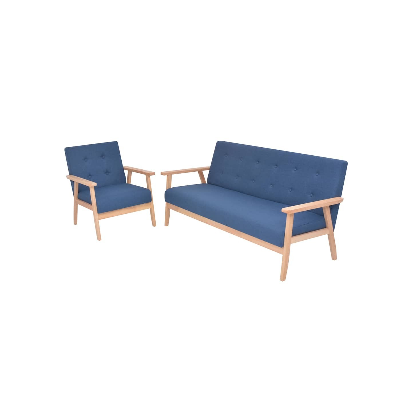 Ensemble de canapé 2 pcs Tissu bleu