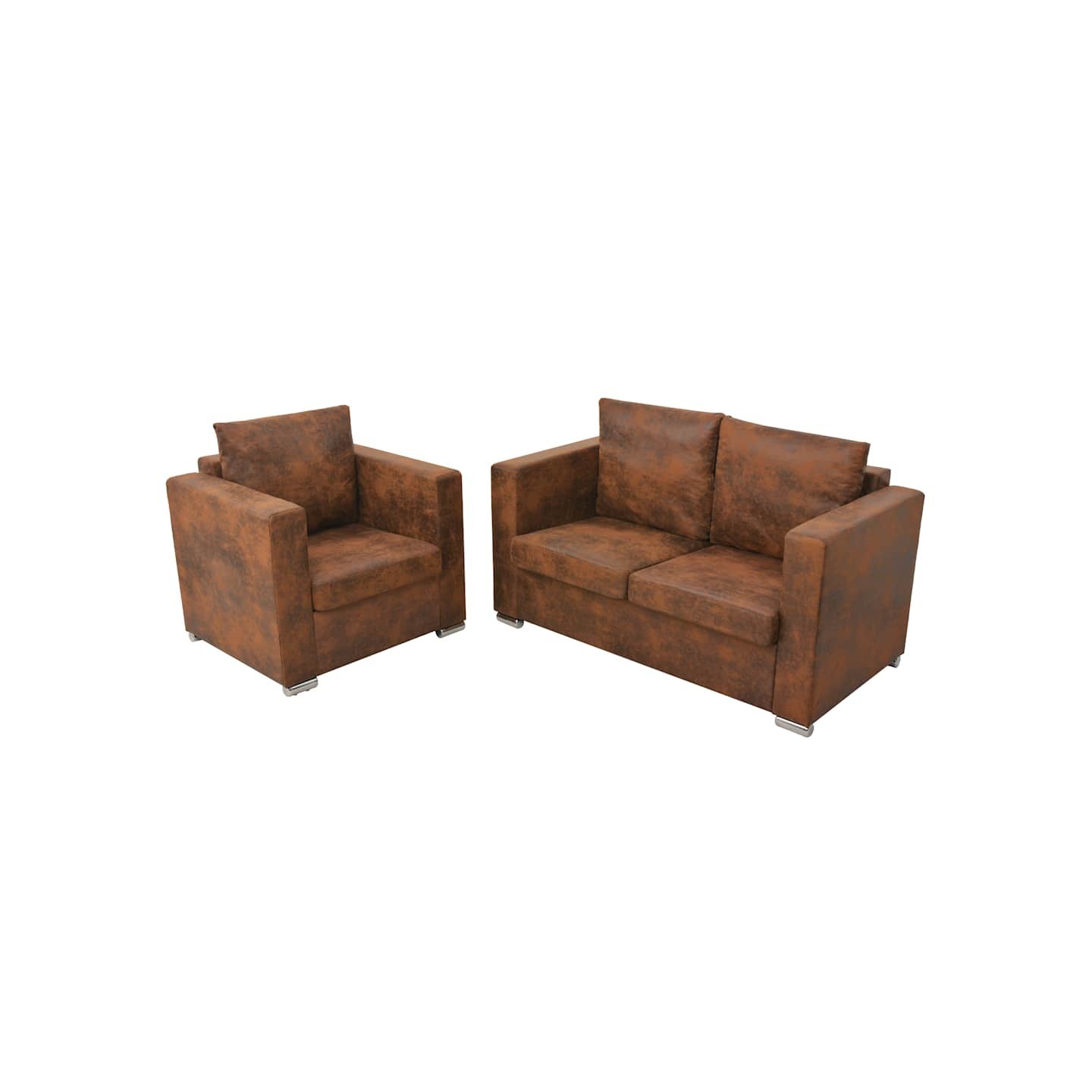 Ensemble de canapés 2 pcs cuir daim synthétique