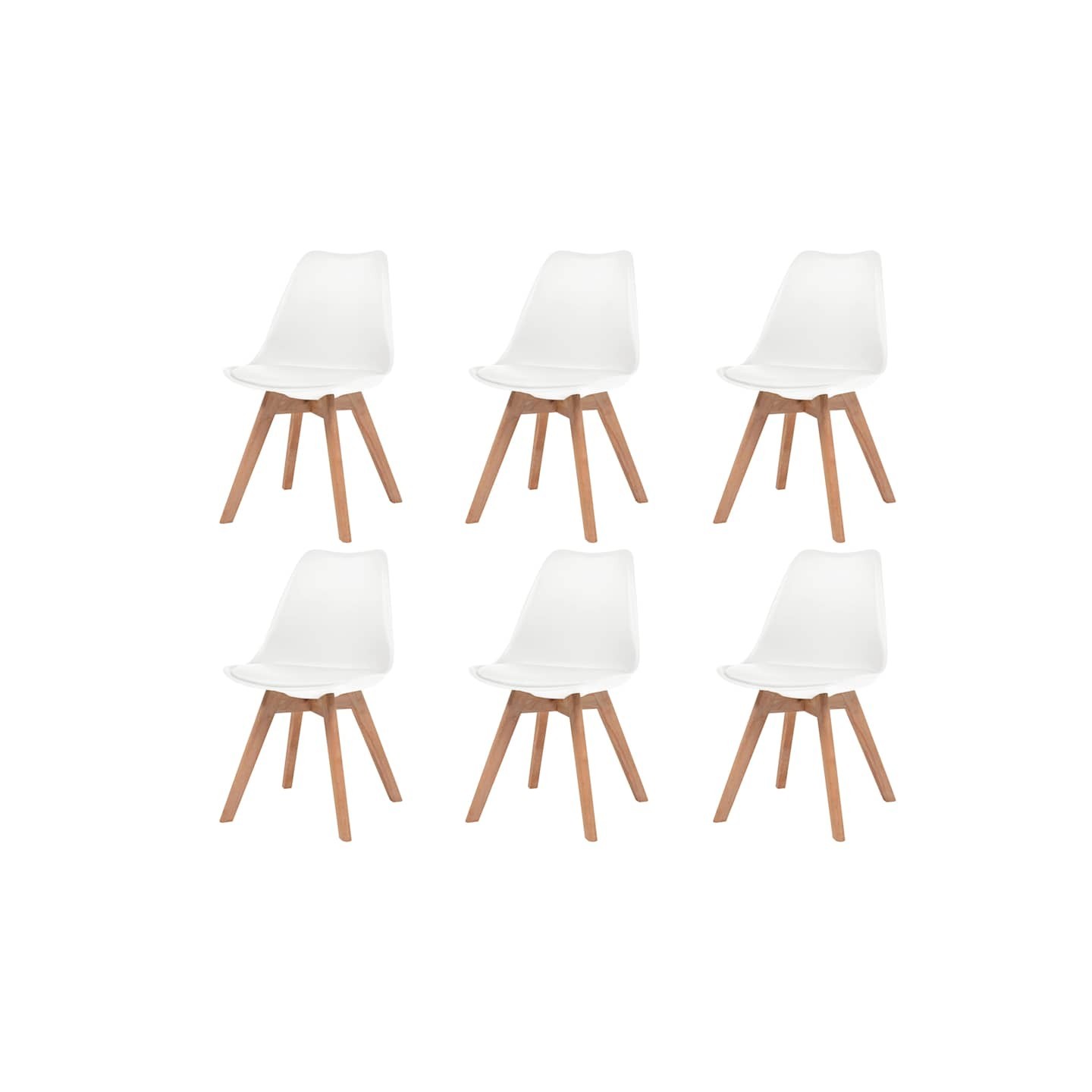 Chaises à manger lot de 6 Blanc Plastique
