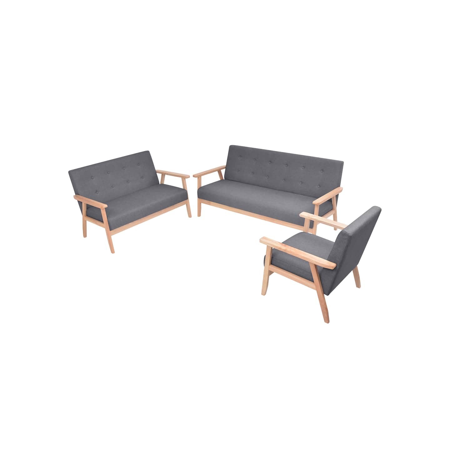 Ensemble de canapés 3 pcs Tissu Gris foncé