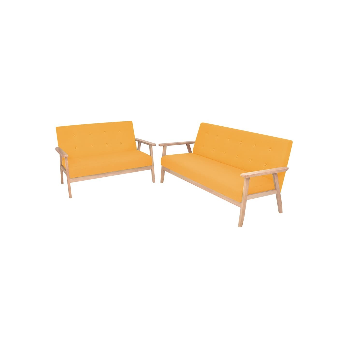 Ensemble de canapé 2 pcs Tissu jaune