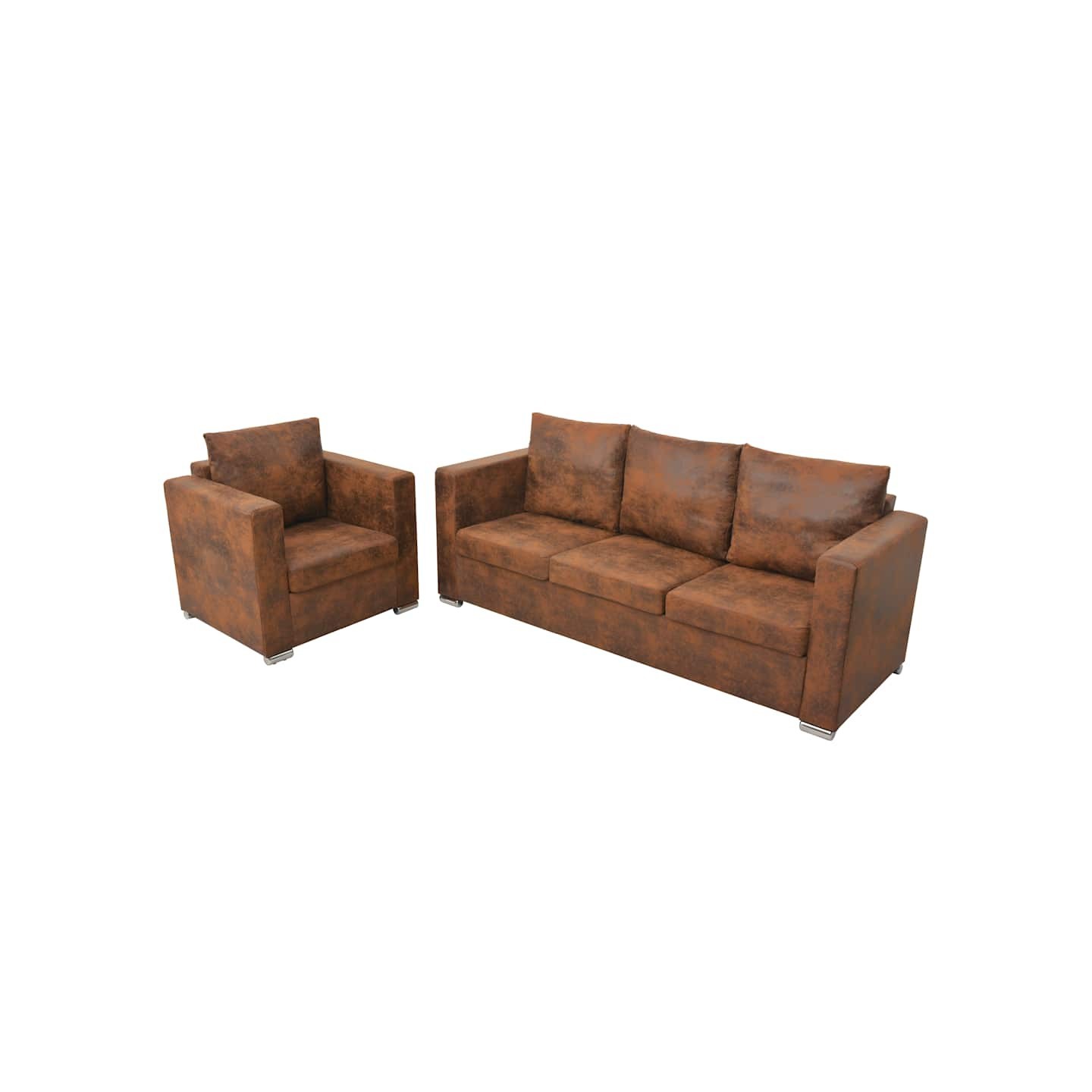Ensemble de canapés 2 pcs cuir daim synthétique