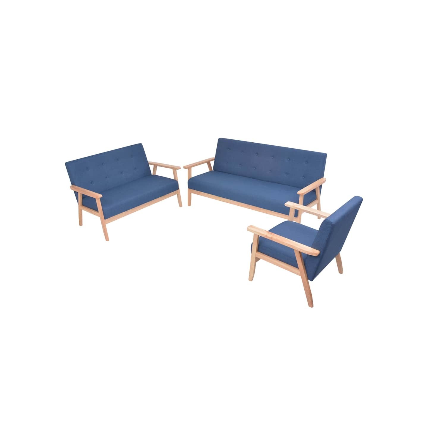Ensemble de canapé 3 pcs Tissu bleu