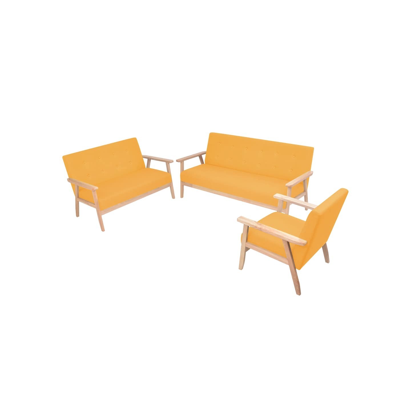 Ensemble de canapé 3 pcs Tissu jaune