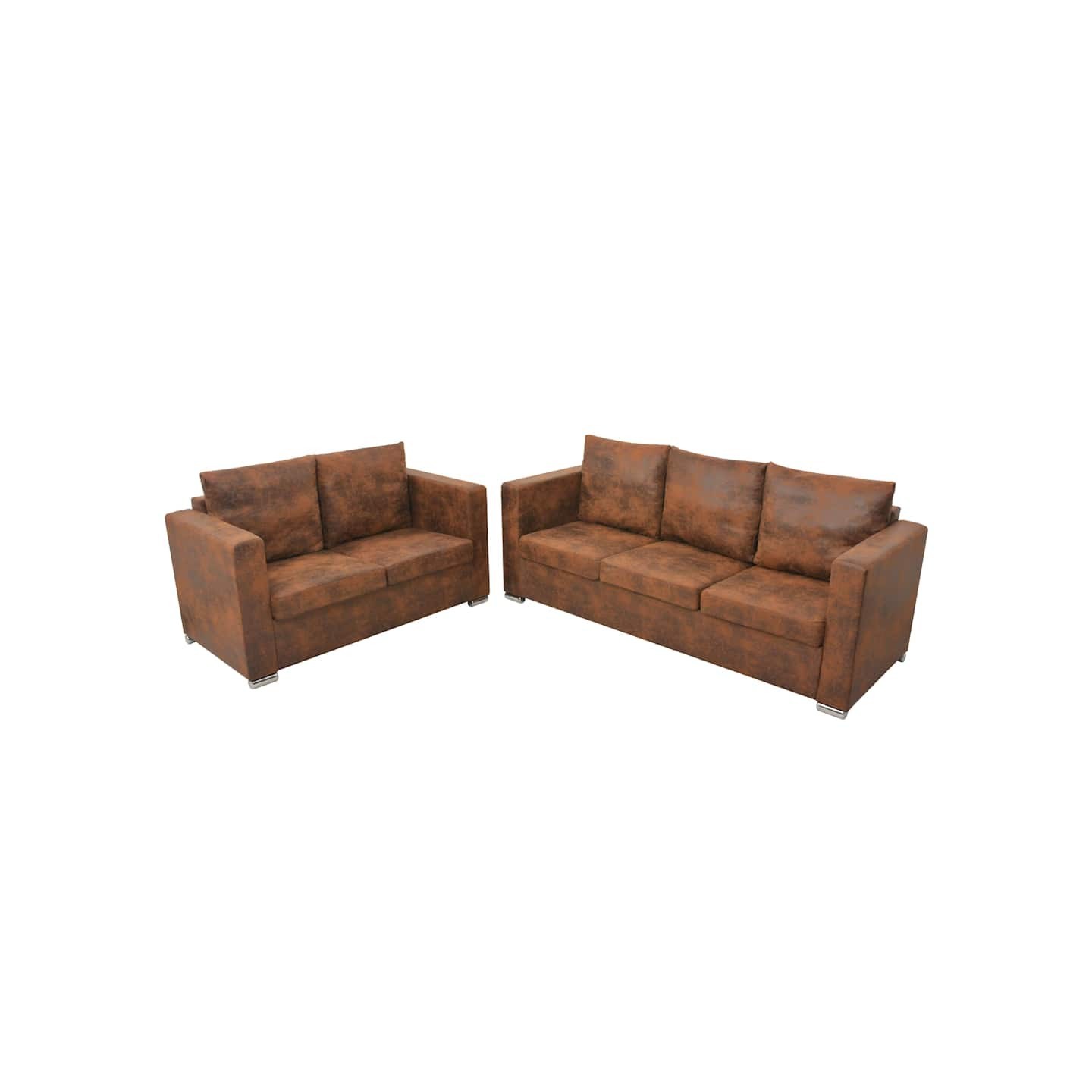Ensemble de canapés 2 pcs cuir daim artificiel