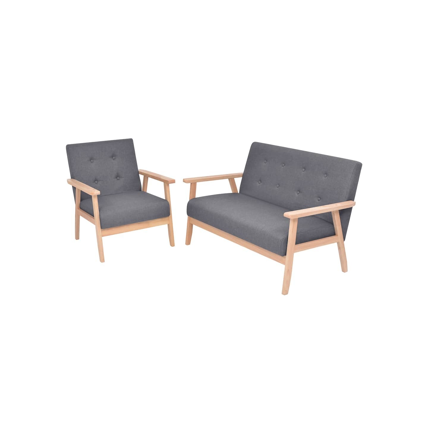 Ensemble de canapés 2 pcs Tissu Gris foncé
