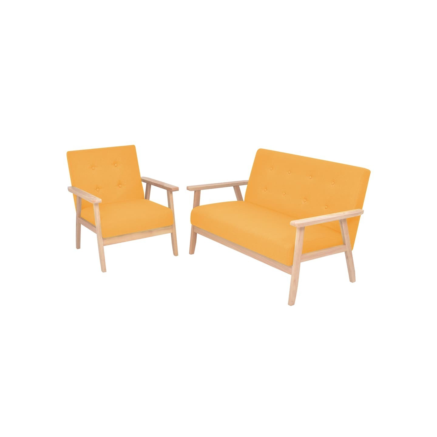 Ensemble de canapé 2 pcs Tissu jaune
