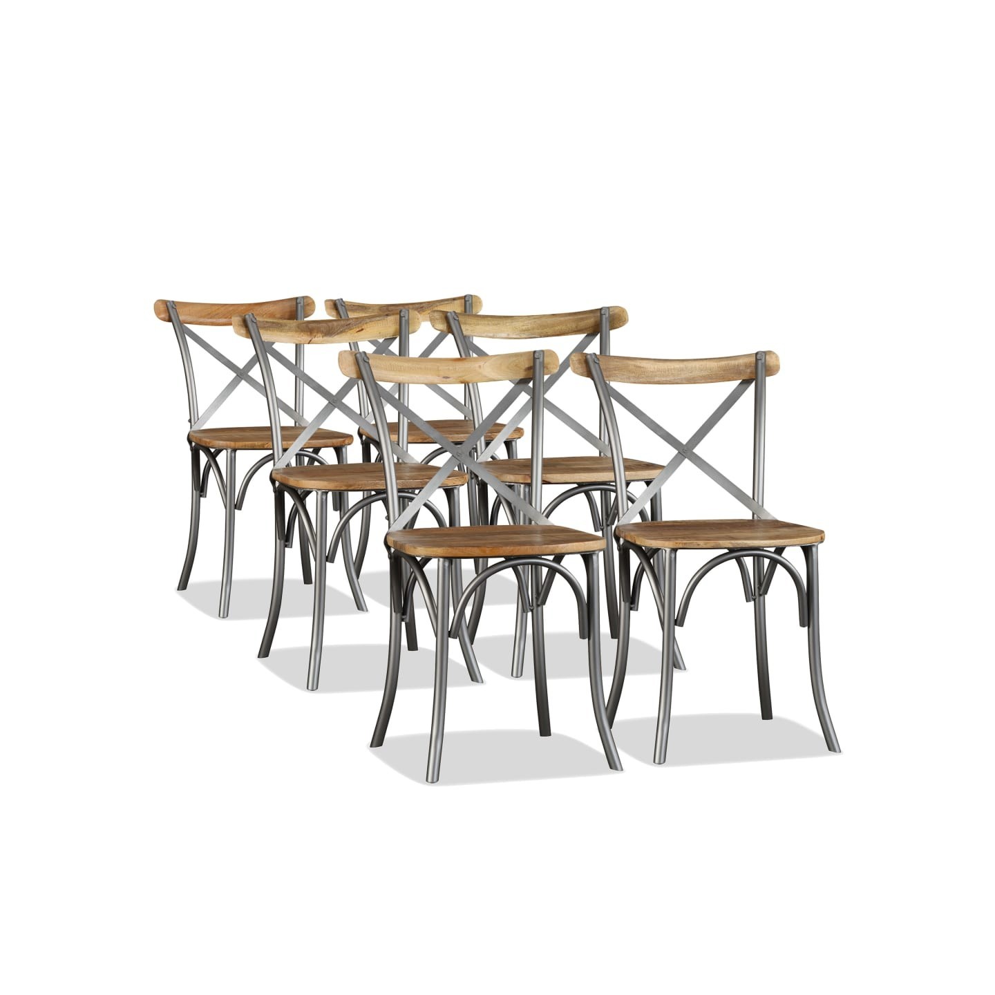 Chaises à manger lot de 6 bois de manguier massif et acier
