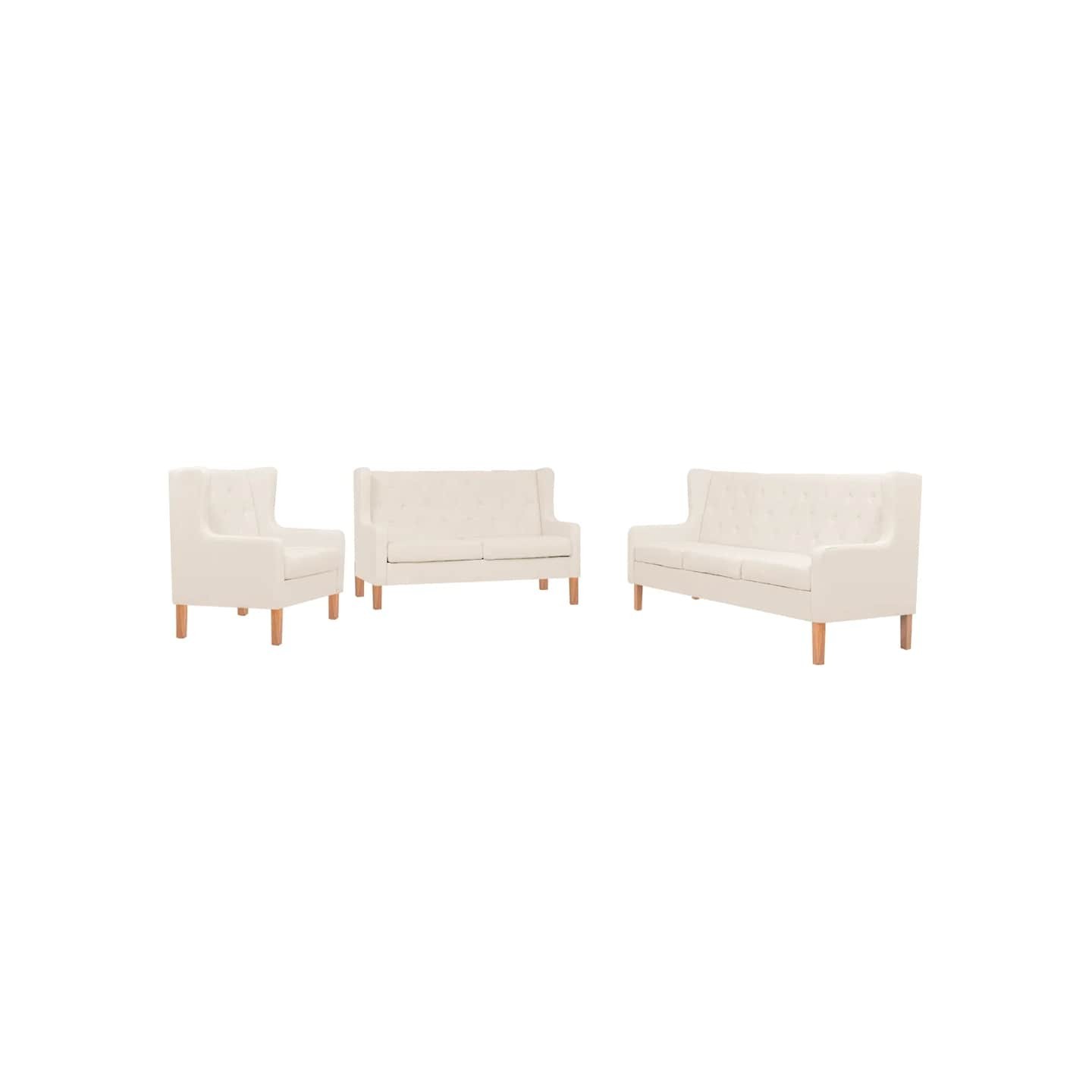 Ensemble de canapés 3 pcs tissu blanc crème