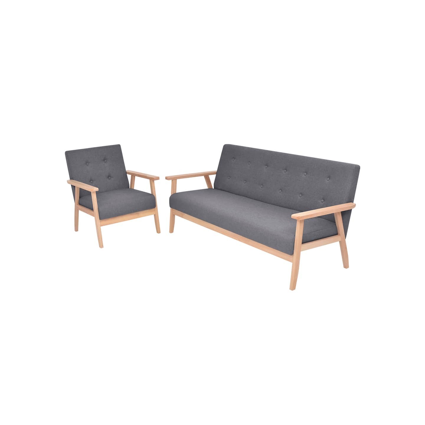 Jeu de canapé 2 pcs Tissu Gris foncé