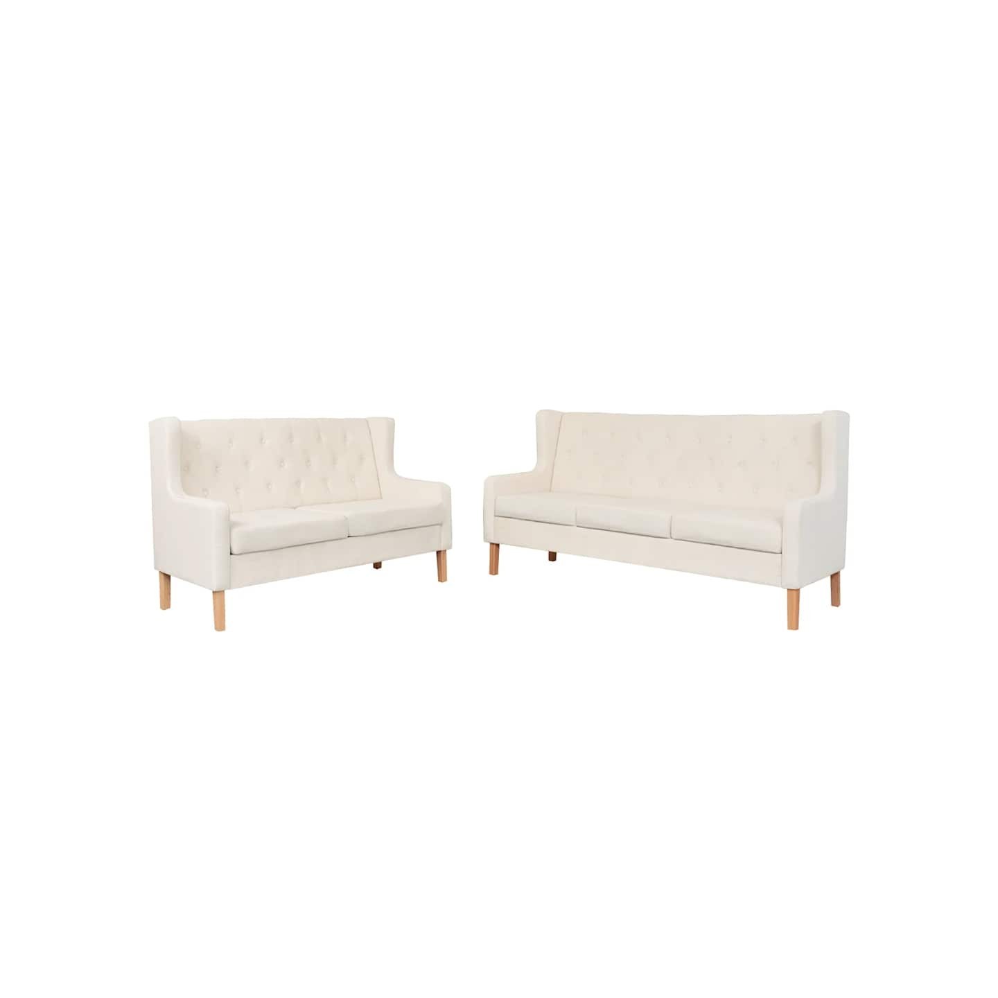 Ensemble de canapés 2 pcs tissu blanc crème