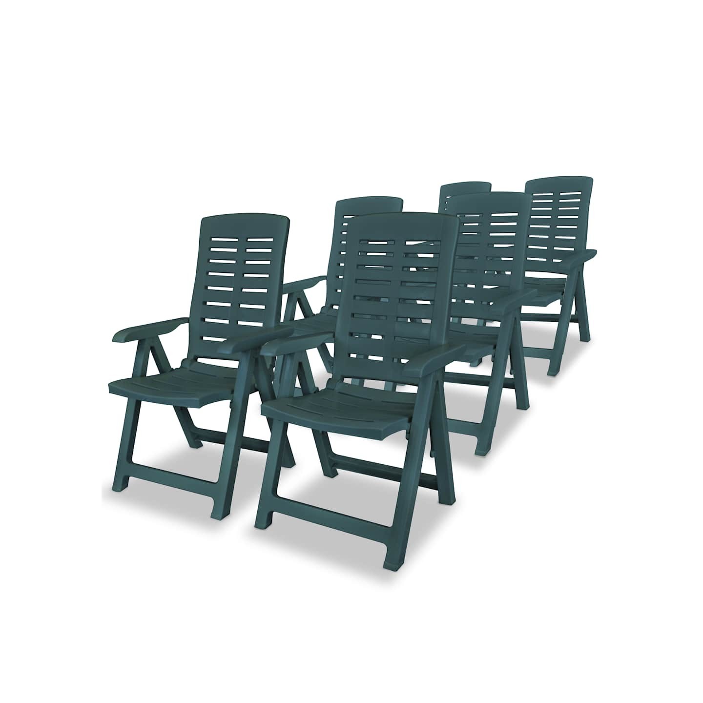 Chaises pliantes inclinables, lot de 6, en plastique vert