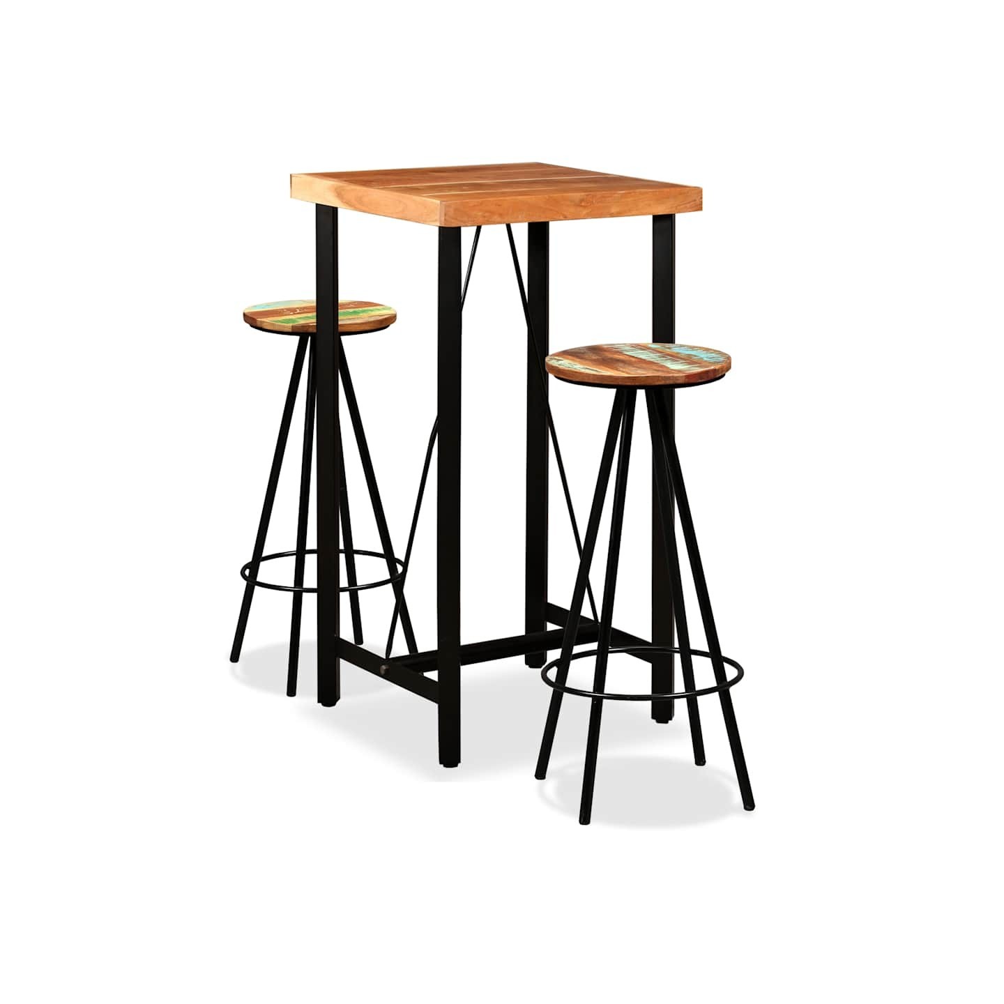 Ensemble de bar 3 pcs Bois d'acacia massif et de récupération