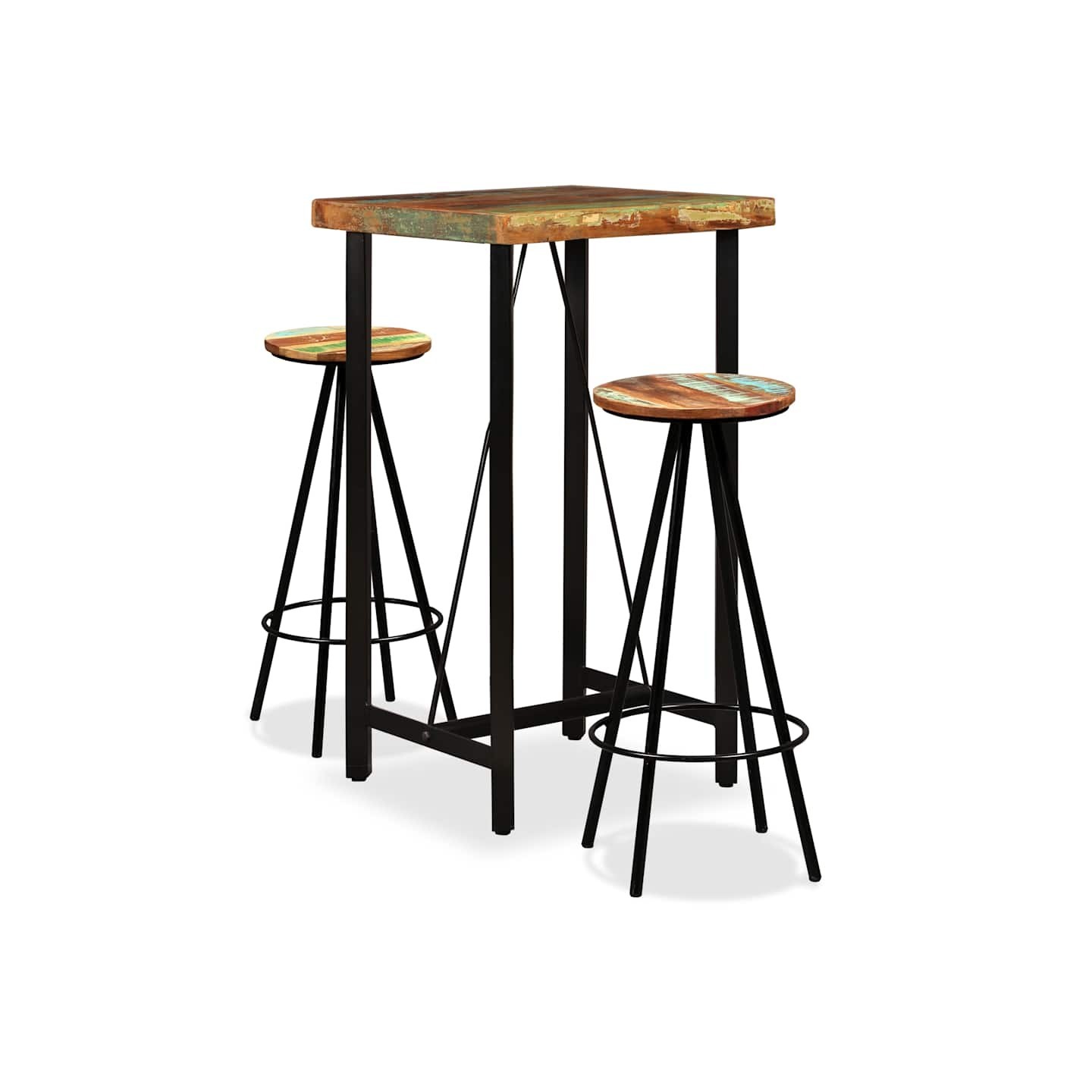 Ensemble de bar 3 pcs Bois de récupération massif