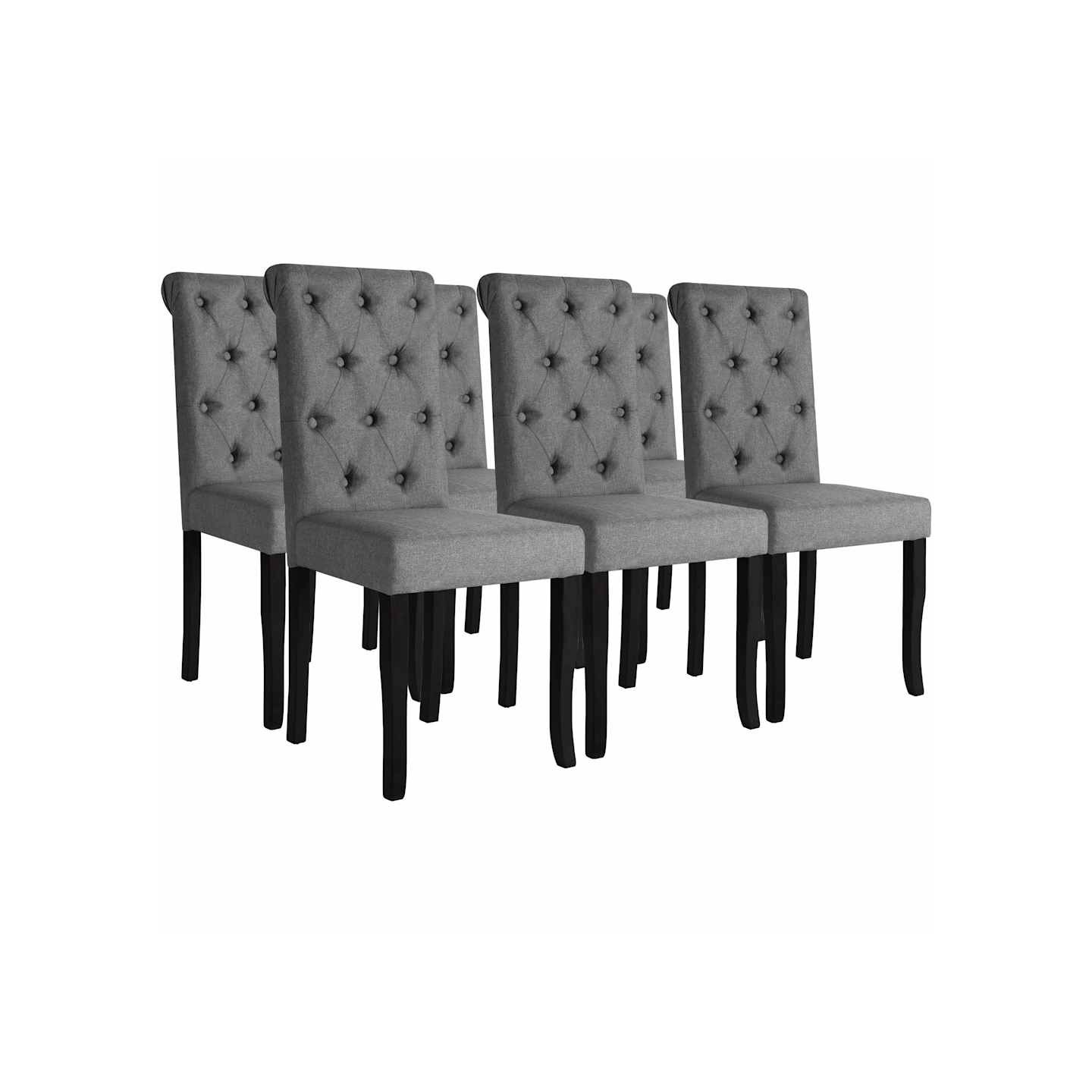 Chaises à manger lot de 6 gris foncé tissu