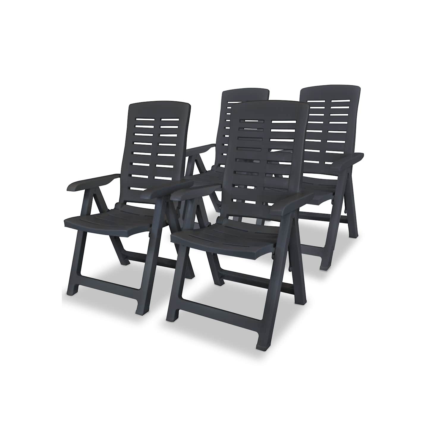 Chaises pliantes inclinables, lot de 4, en plastique anthracite