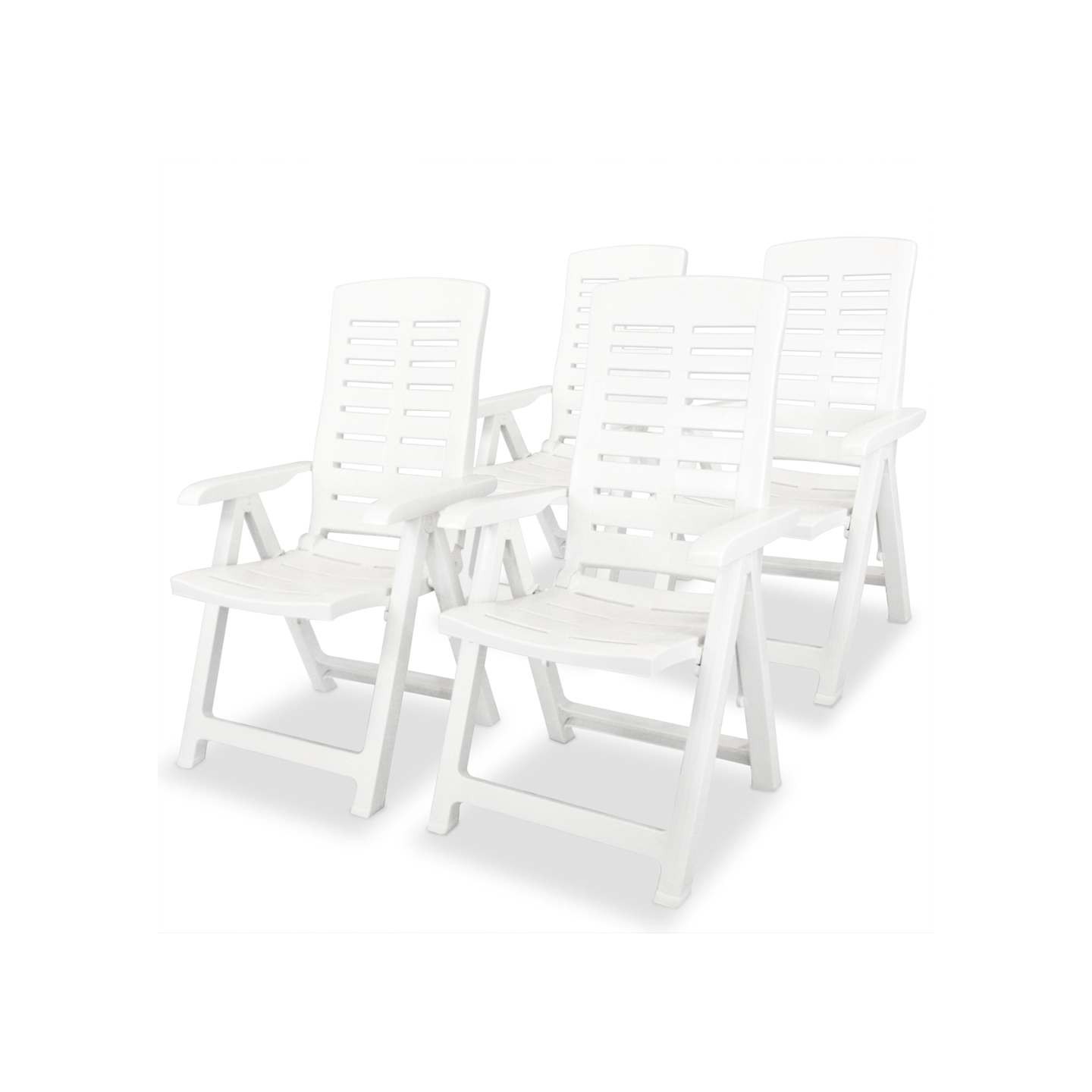 Chaises pliantes inclinables, lot de 4, en plastique blanc