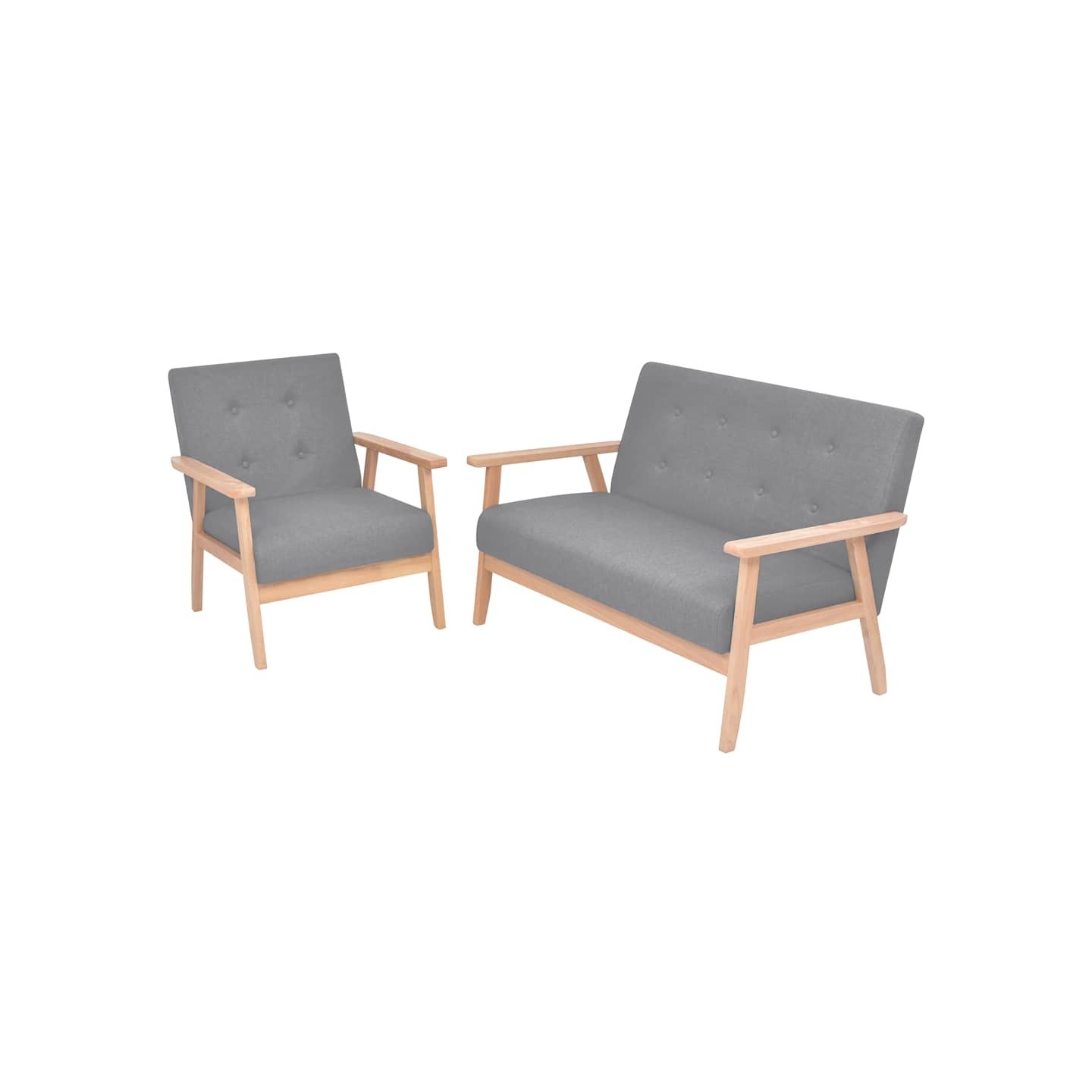 Ensemble de canapés 2 pcs Tissu Gris clair