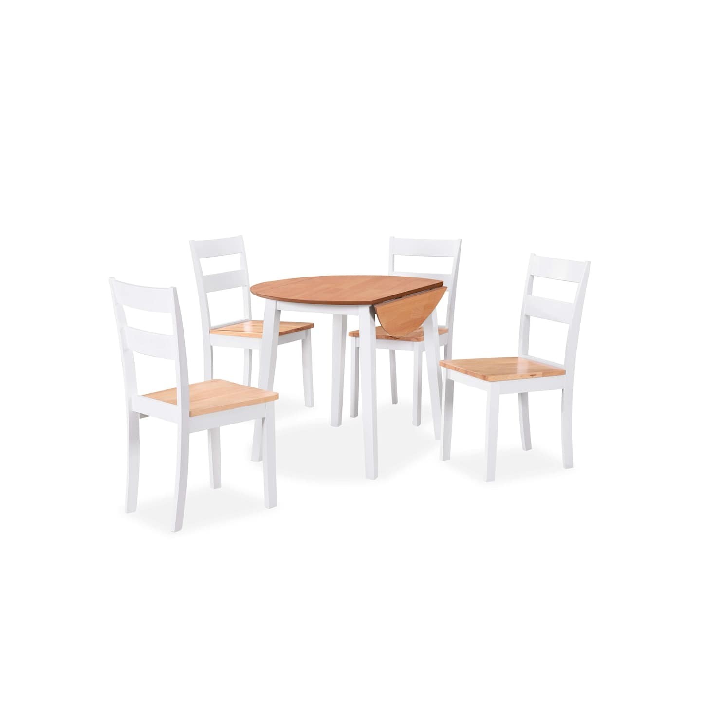 Ensemble de salle à manger 5 pcs MDF et hévéa Blanc
