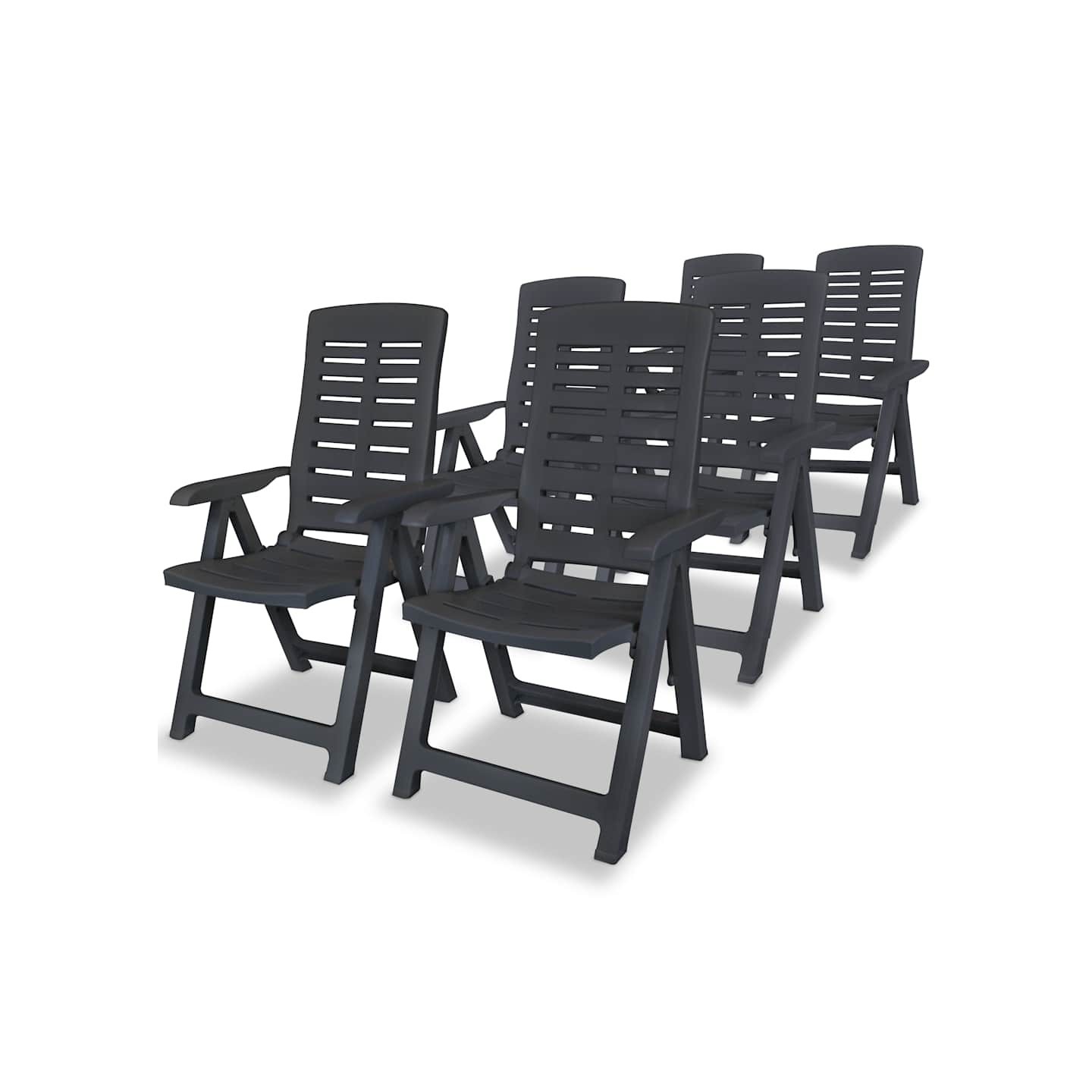 Chaises pliantes inclinables, lot de 6, en plastique anthracite