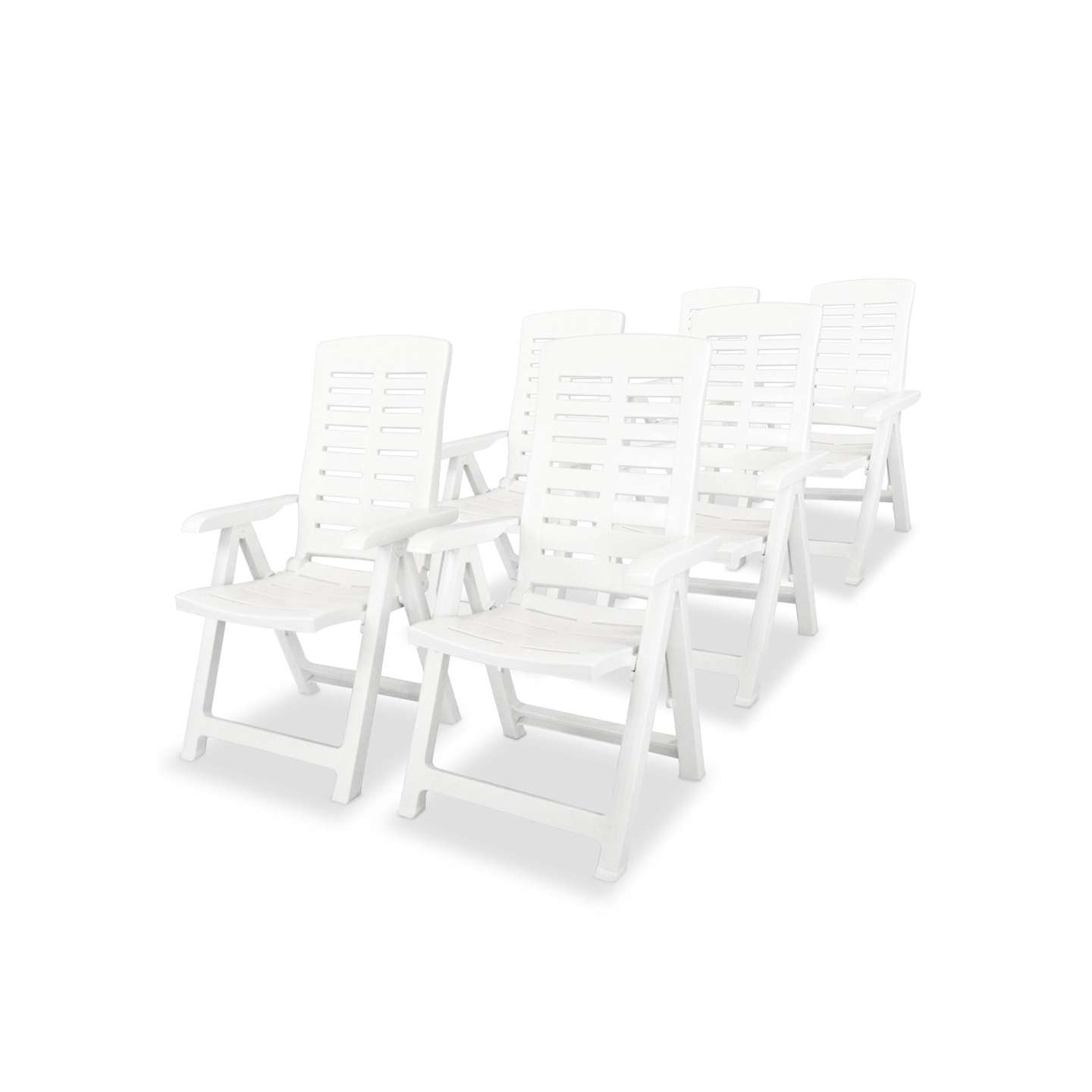 Chaises pliantes inclinables, lot de 6, en plastique blanc